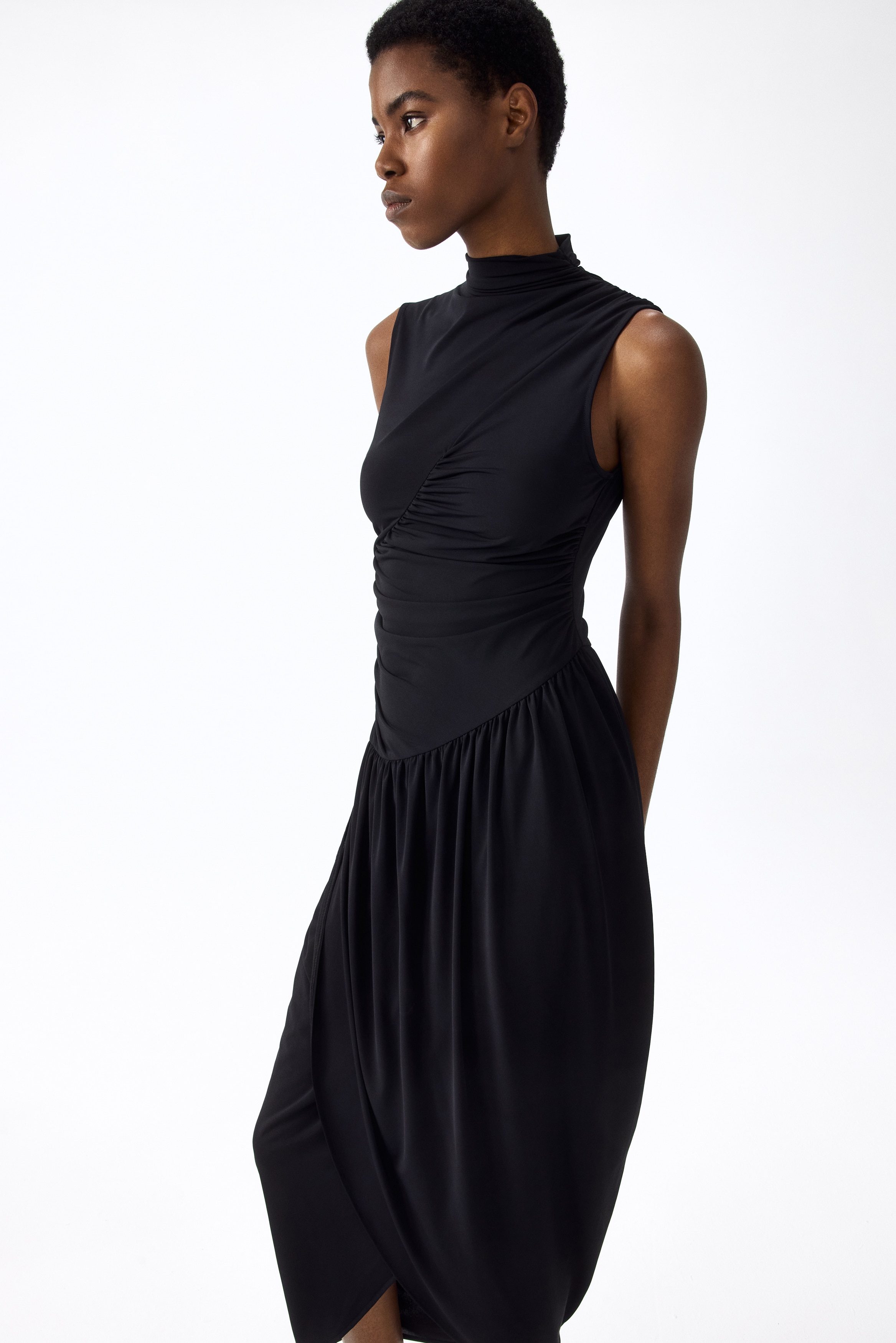 Draped Mock Turtleneck DressModel