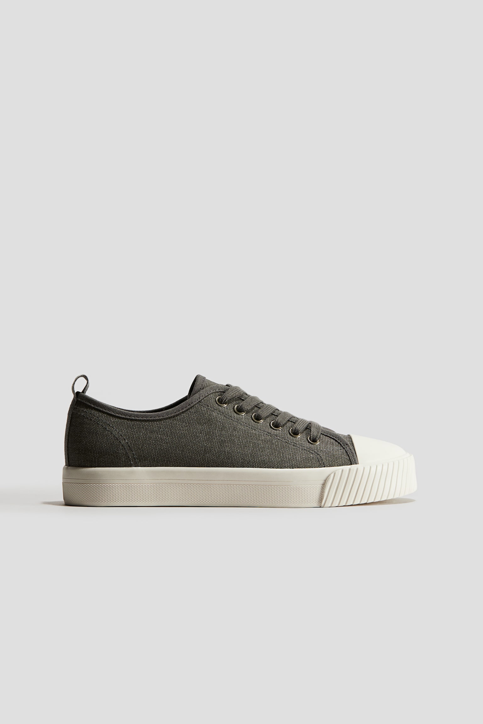 Cotton canvas trainers - Dark grey/Cream - 1