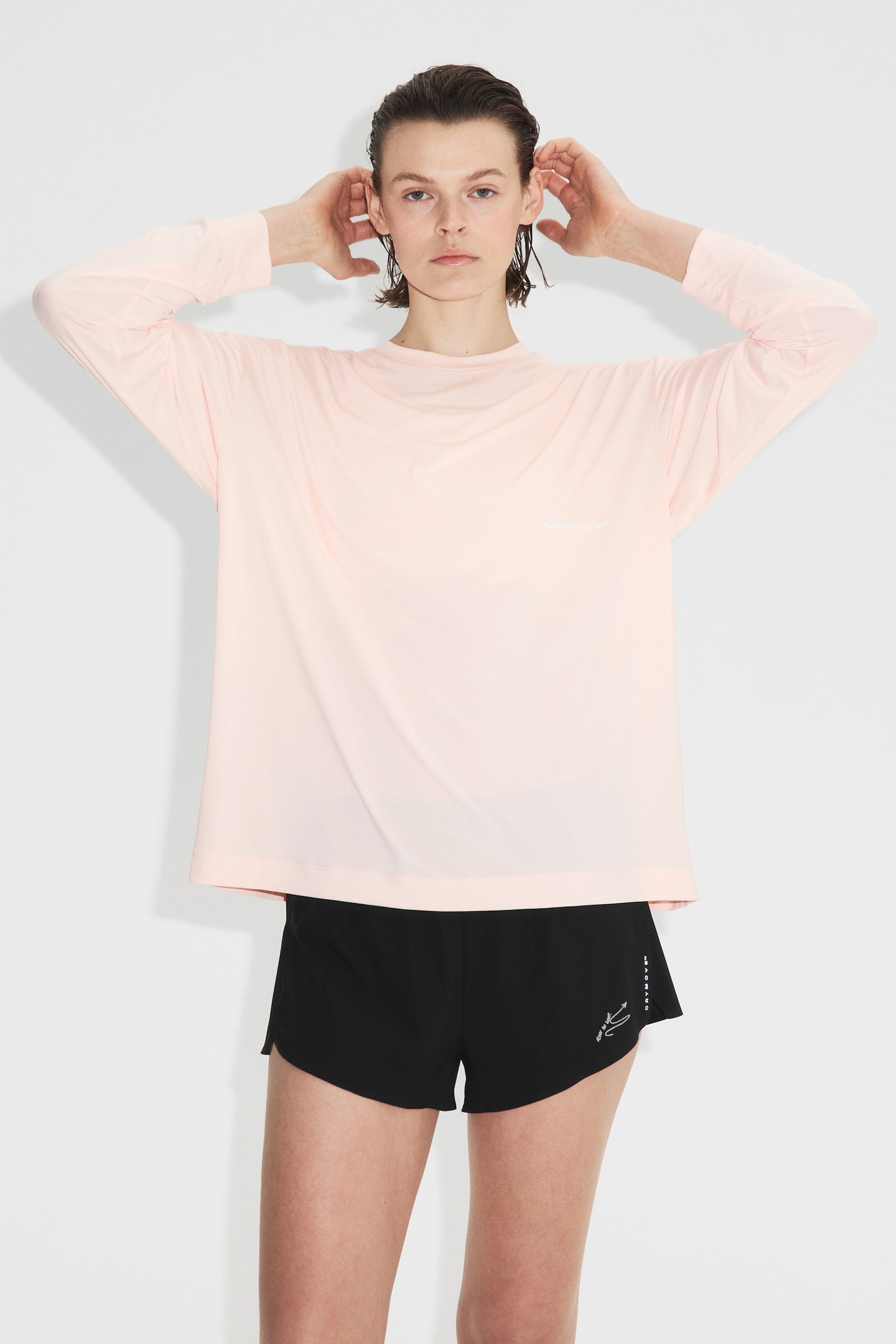 חולצת ריצה DryMove™‎ Loose Fit - ורוד פודרה/אפור - 7