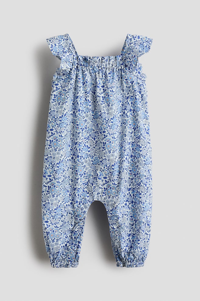 Cotton romper suit - Blue/Floral - 1