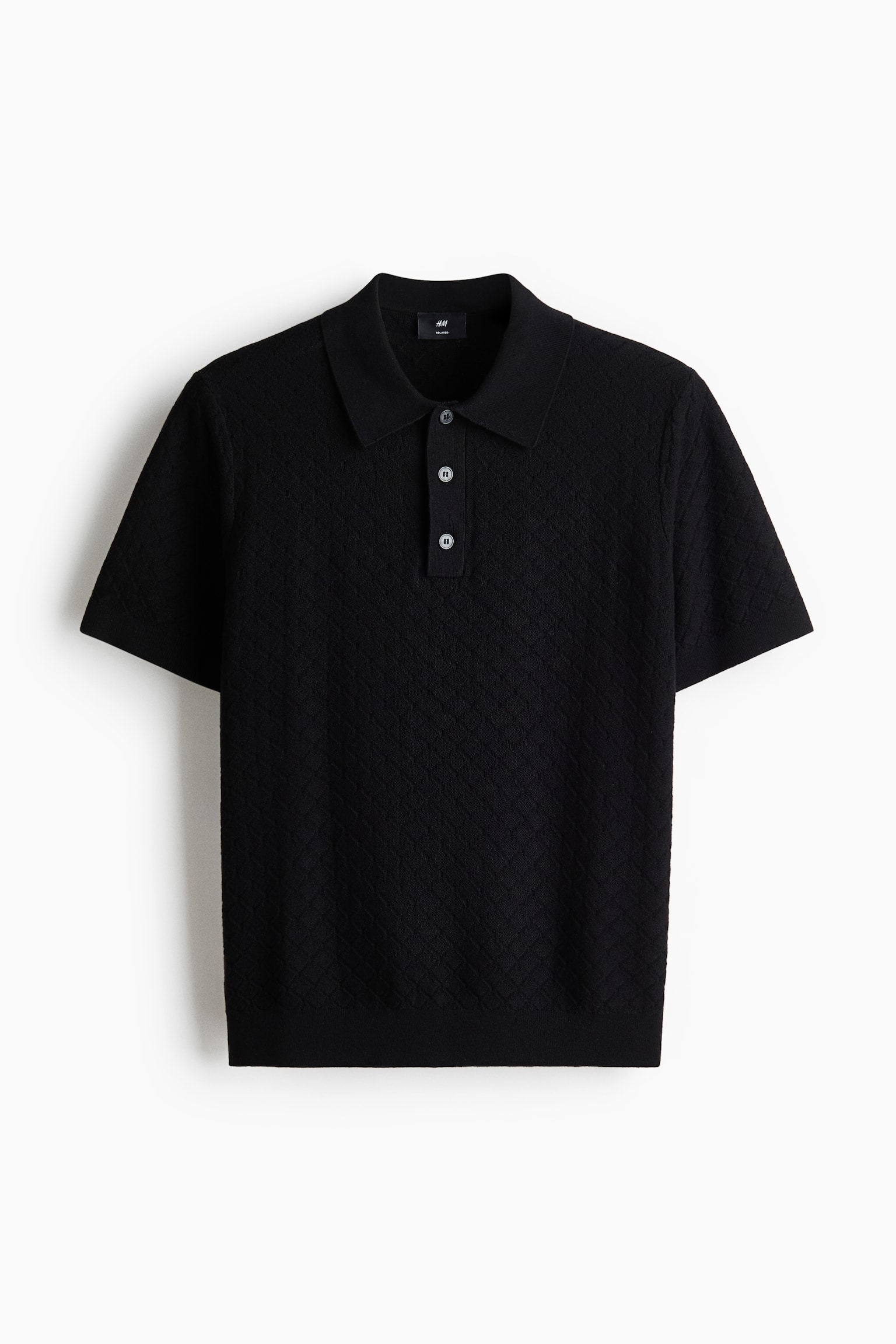 Štruktúrovaná úpletová polokošeľa Slim Fit - Čierna/Svetlobéžová/Tmavosivá - 1