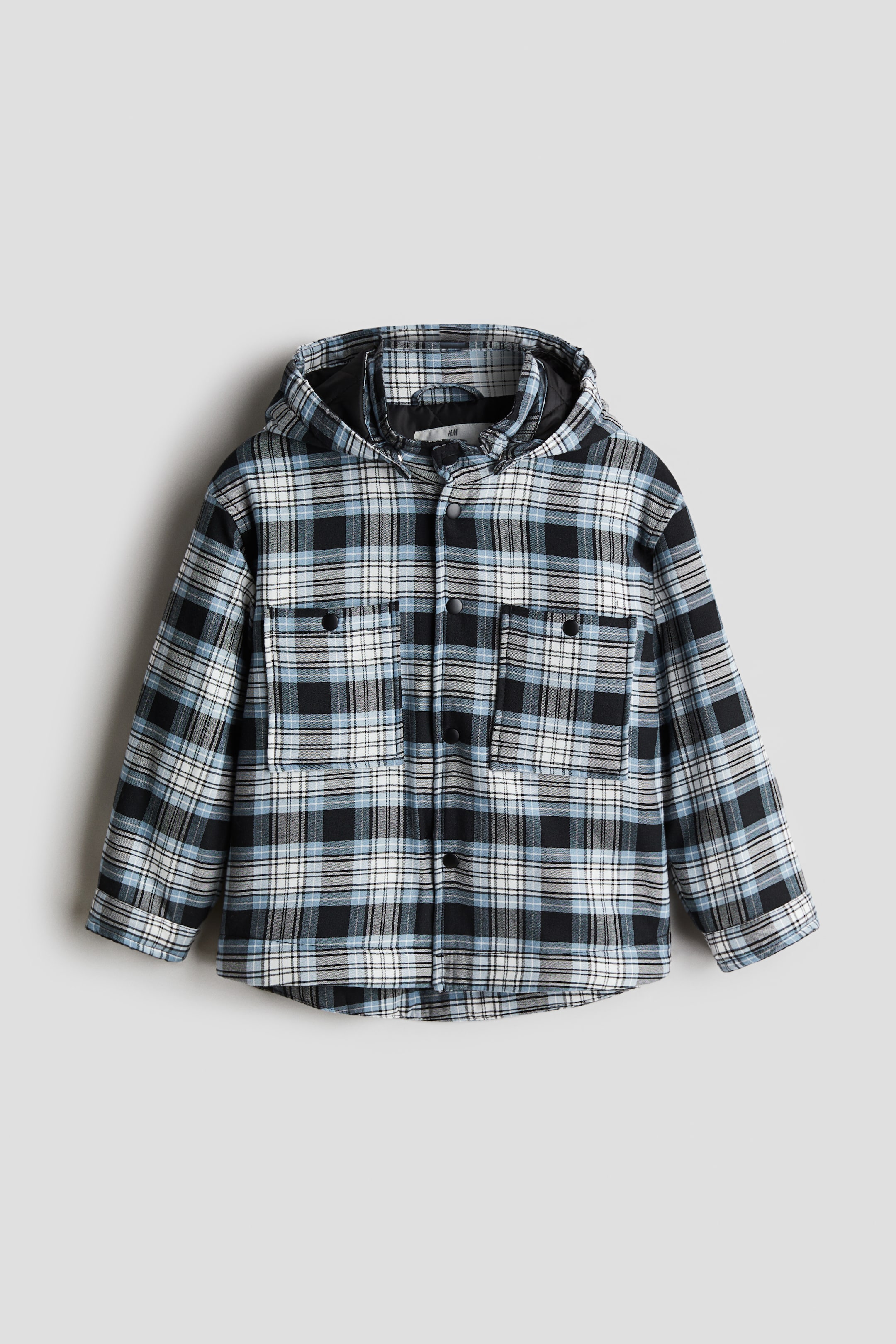 拡大画像を表示: パッデッドシャツジャケット - ブラック／チェック - Kids | H&M JP 1