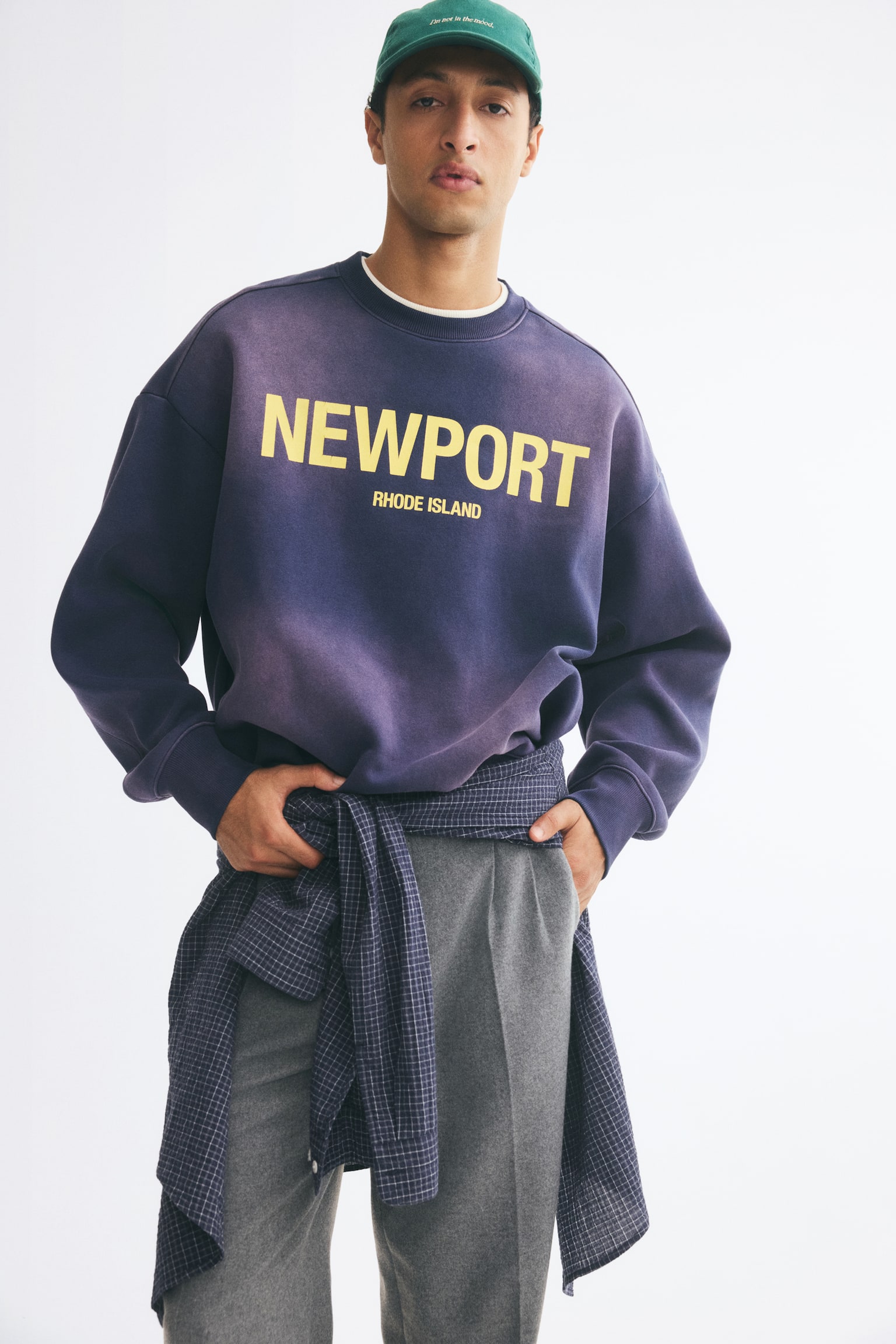 Мужская толстовка H&M Oversized Printed, цвет: Тёмный синий — фото 3