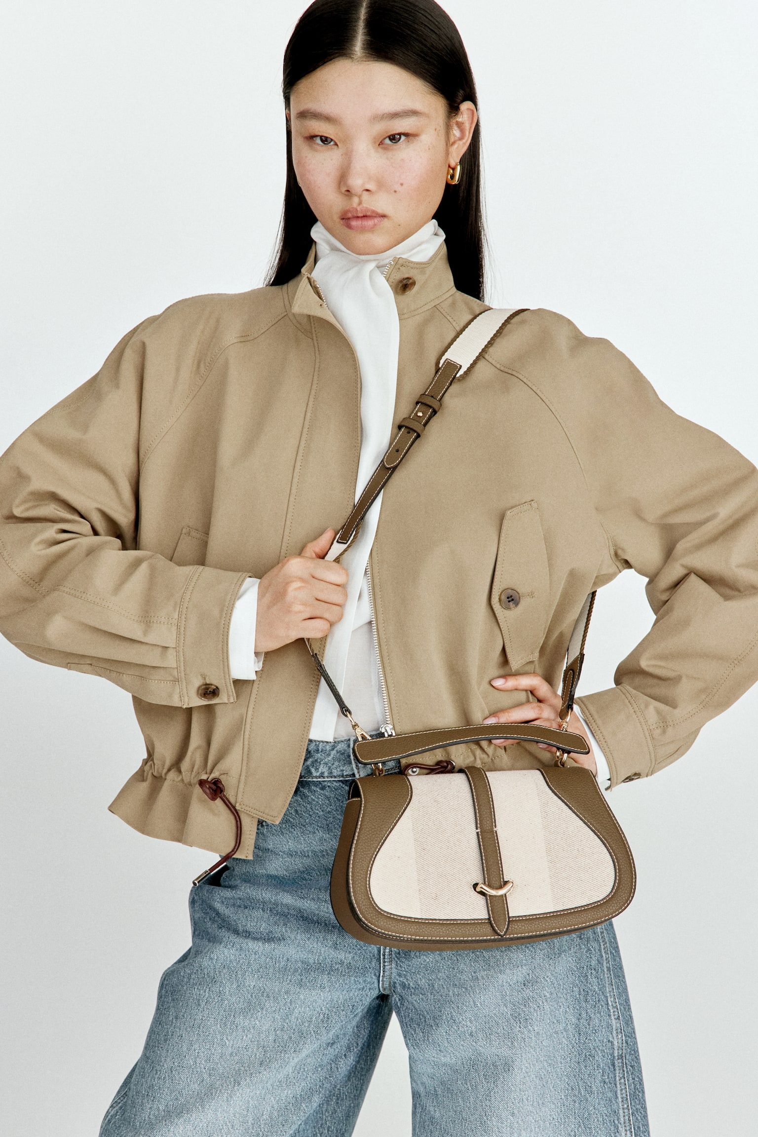 Crossbody bag - Khaki green/Light beige - 1