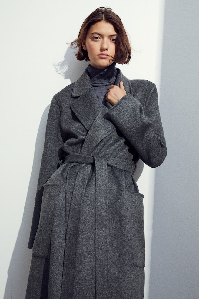 Wool coat - Dark grey marl/Greige - 7
