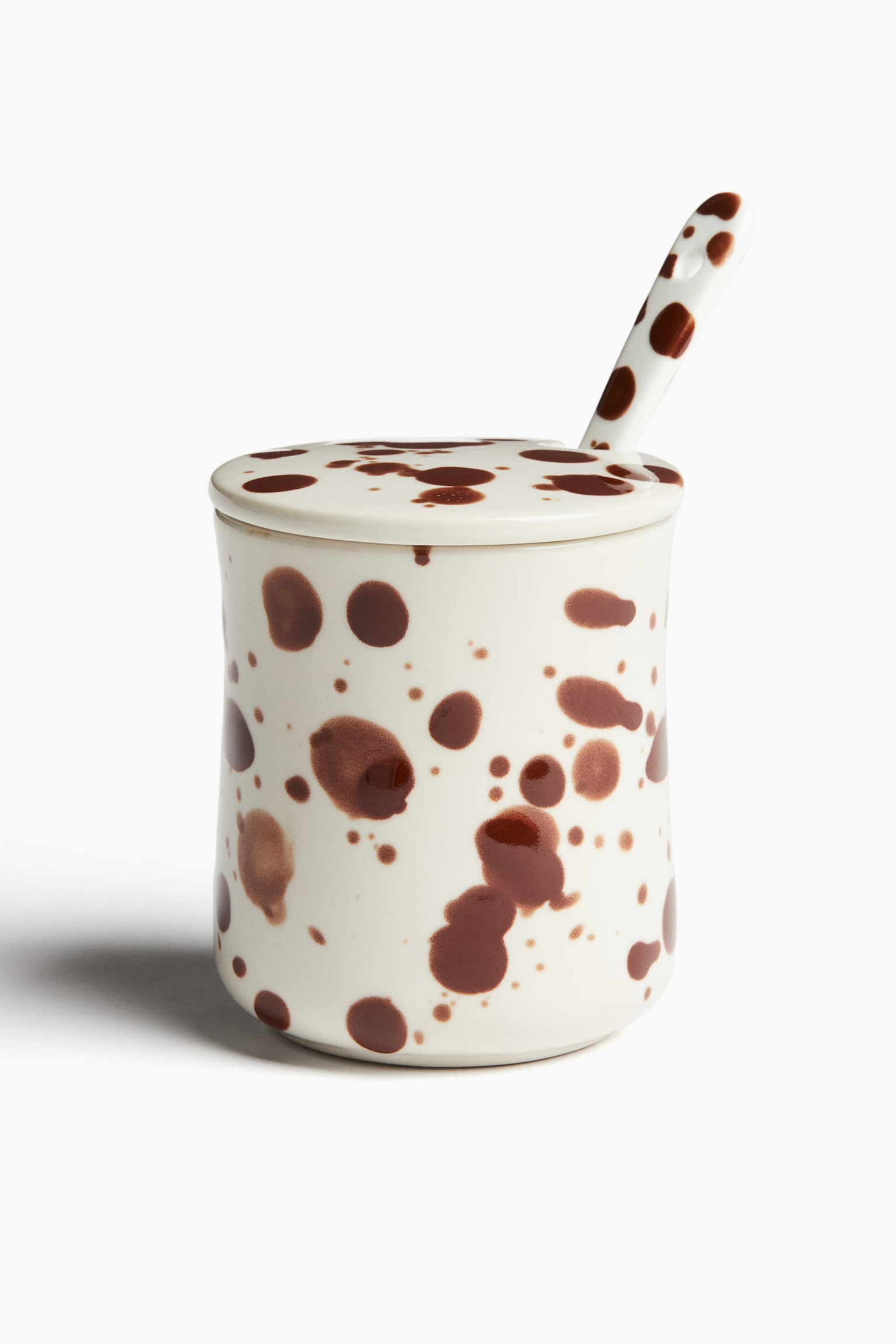 Patterned stoneware jar - White/Speckled - 1