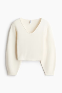 Fine-knit V-neck jumper