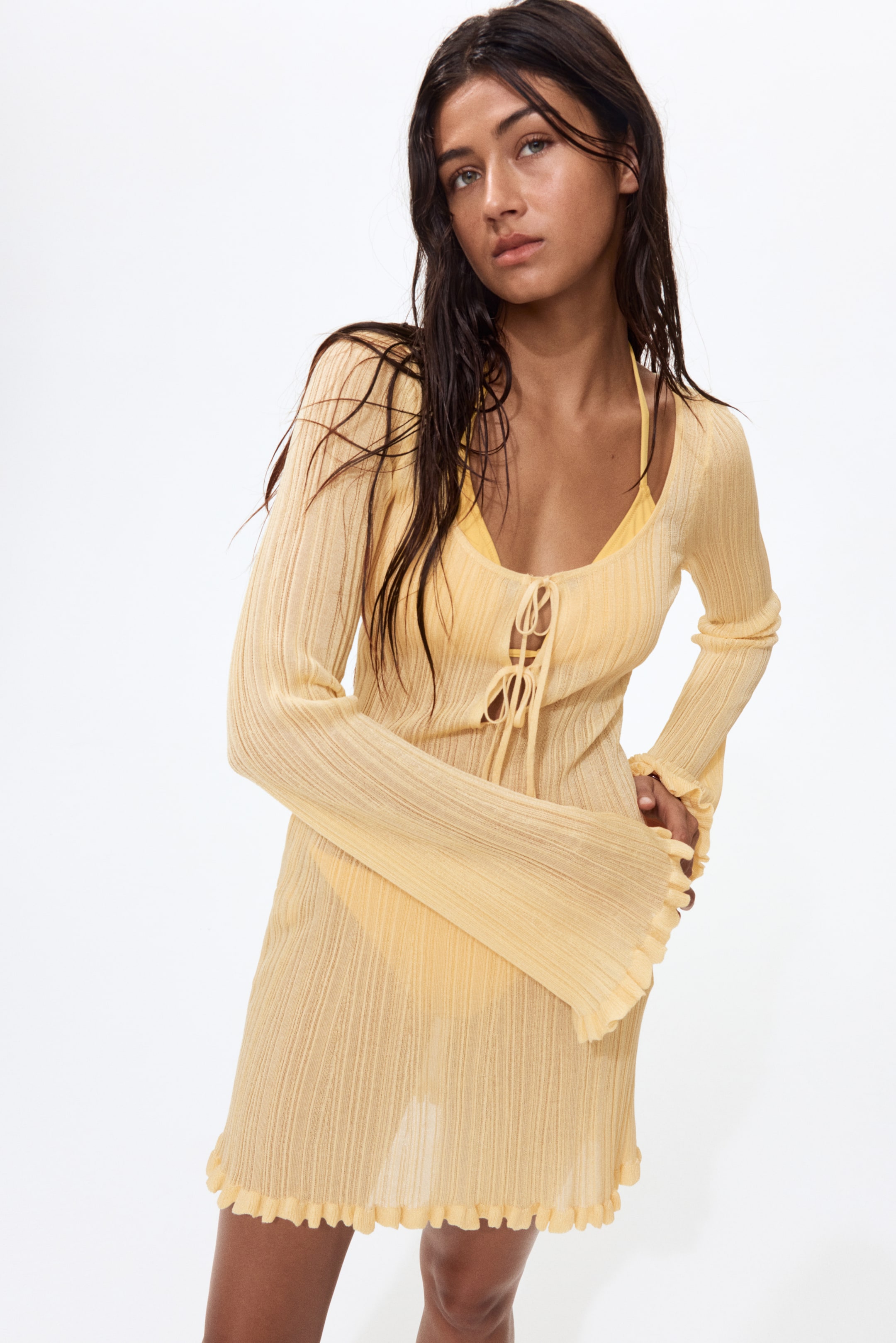 Robe de plage en tricot côtelé