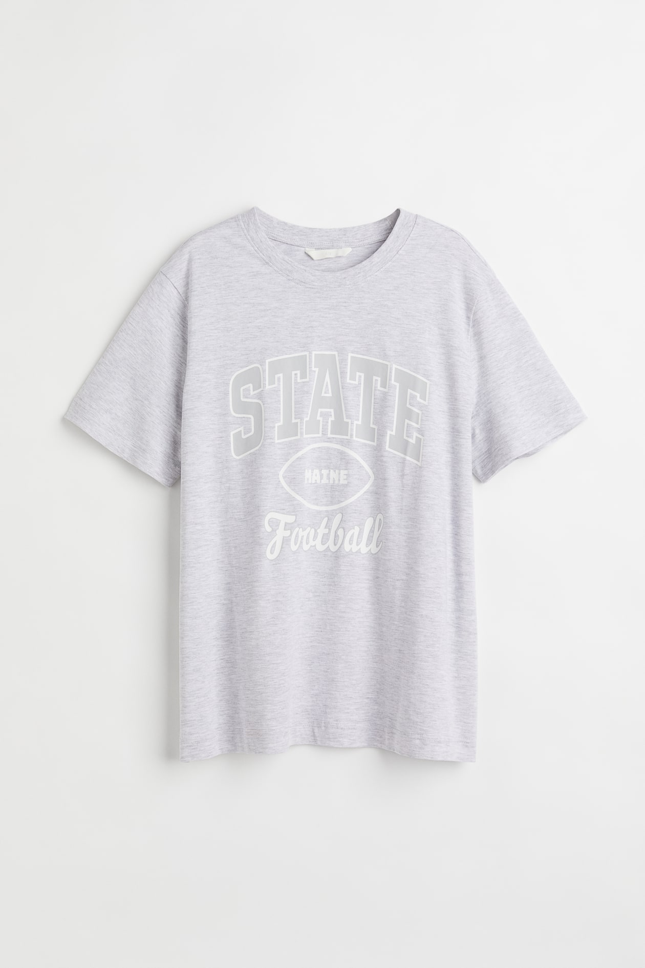 Printed T-shirt - Round Neck - Short sleeve - Light gray melange/Maine ...