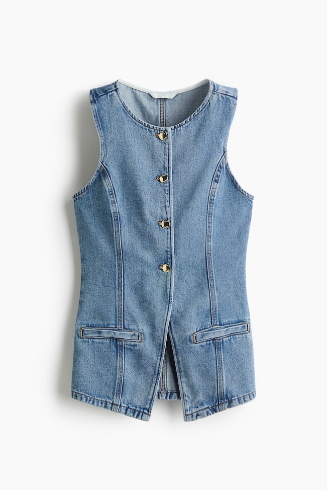 Elegantes Jeansgilet - Denimblau/Dunkles Denimblau - 1