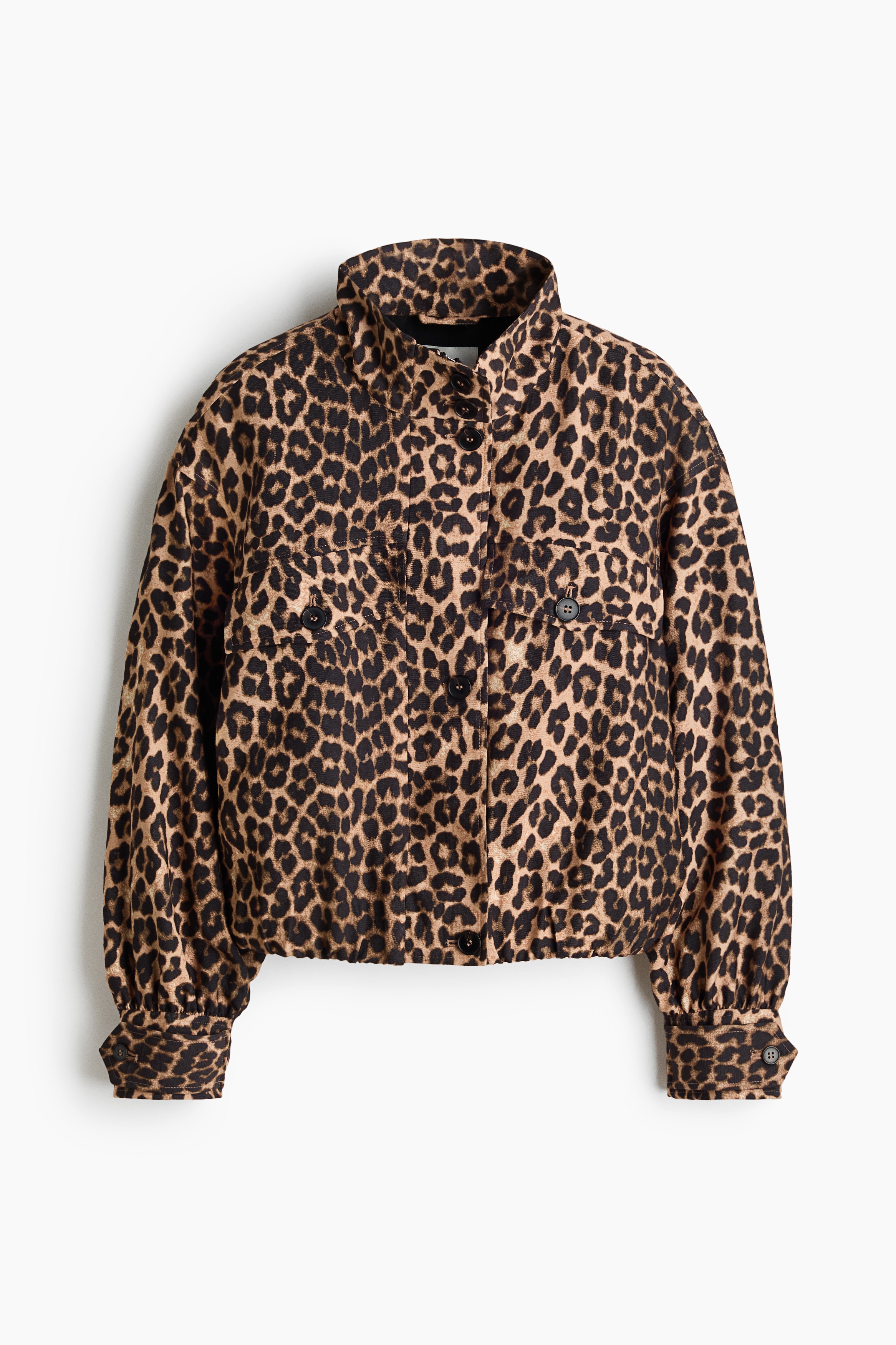 Bubble-Hem Jacket - Beige/leopard print