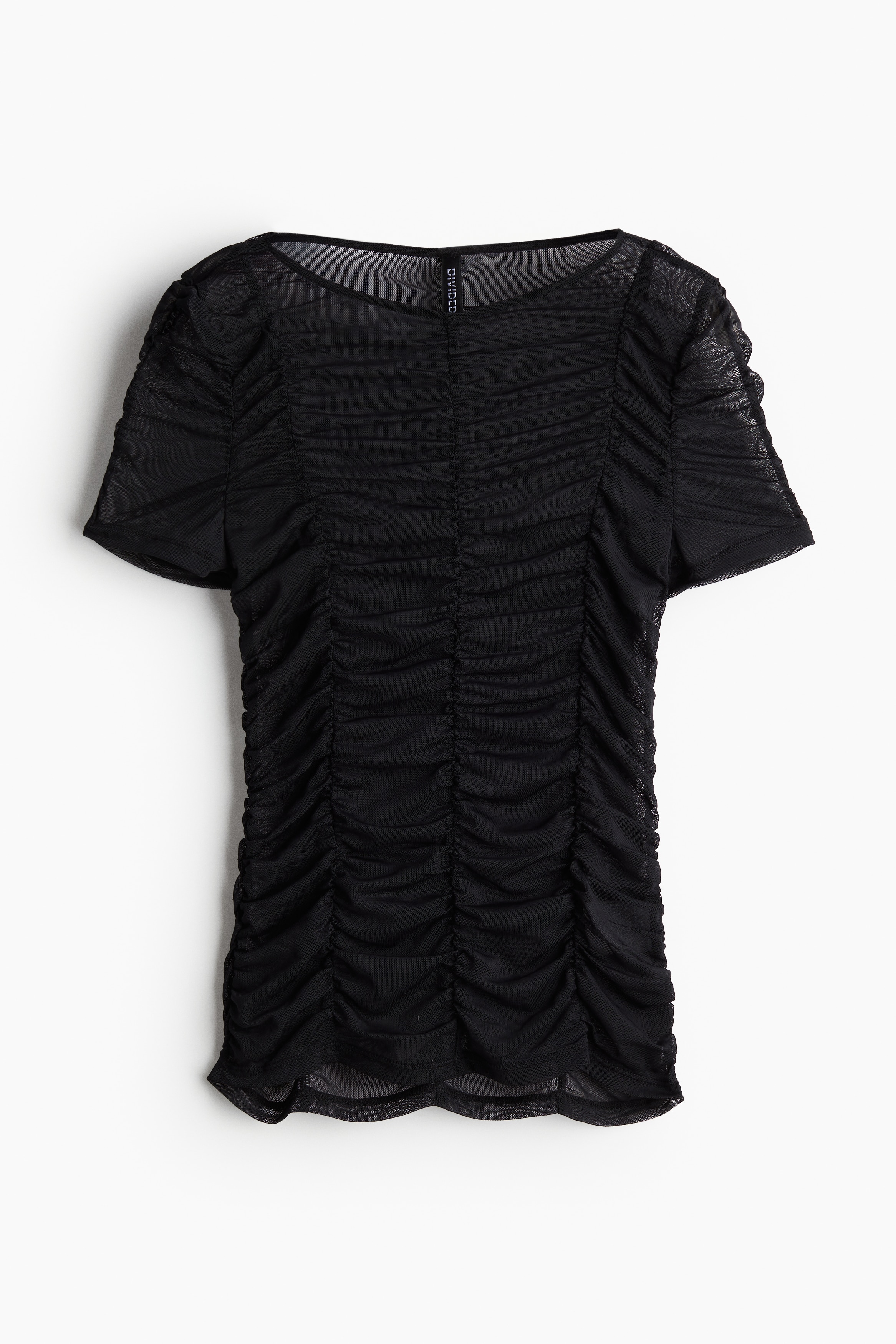 メゾンドドルチェ　cheri tops/black Ruched mesh top - Black - Ladies | H&M IN