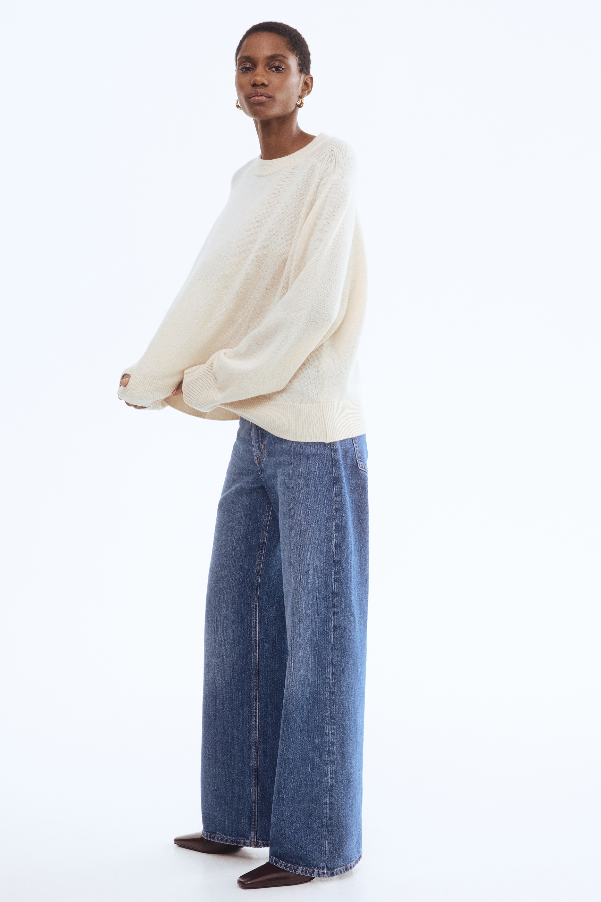 Oversized wool jumper - Light beige