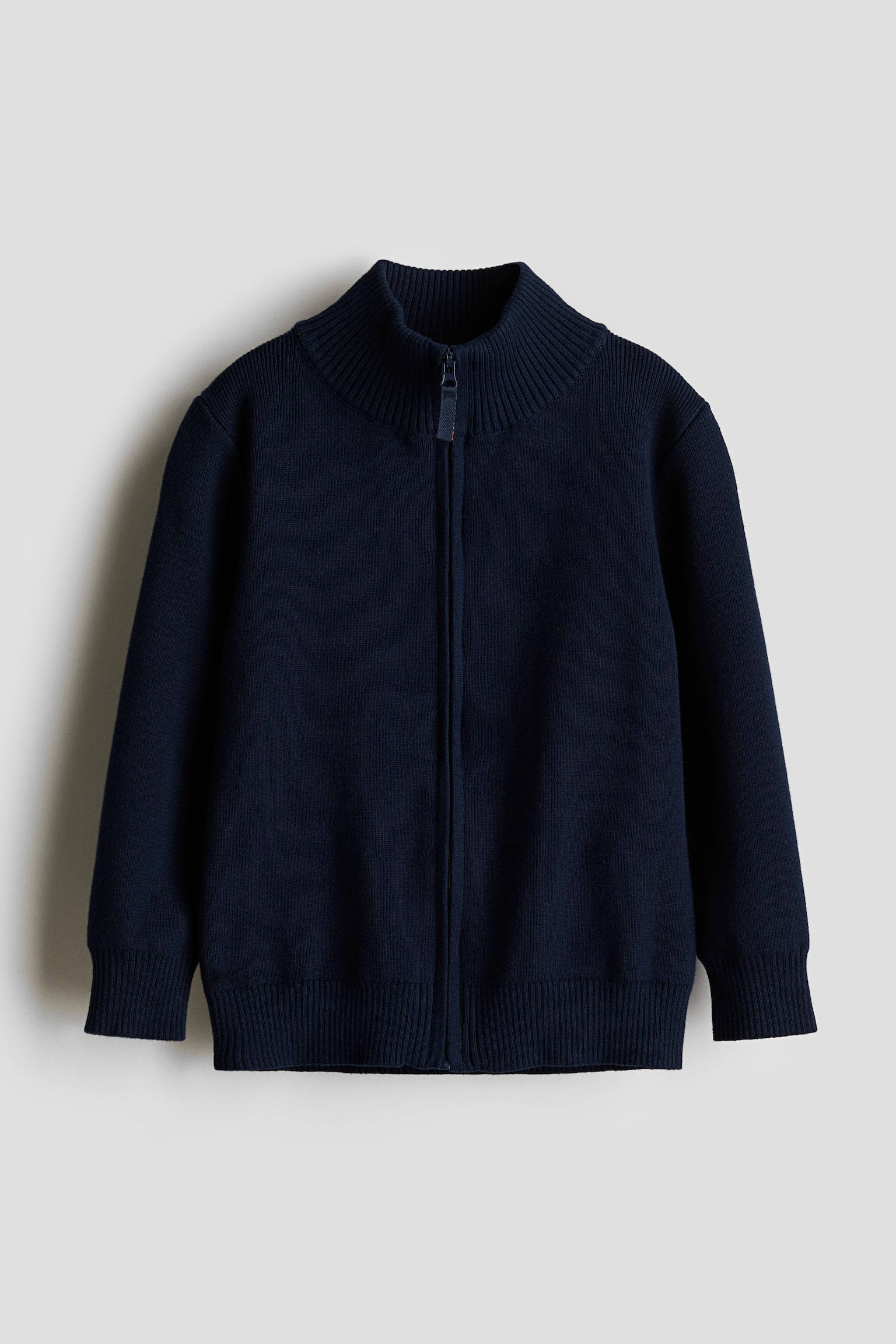 Zip-through cardigan - Navy blue/Brown - 1