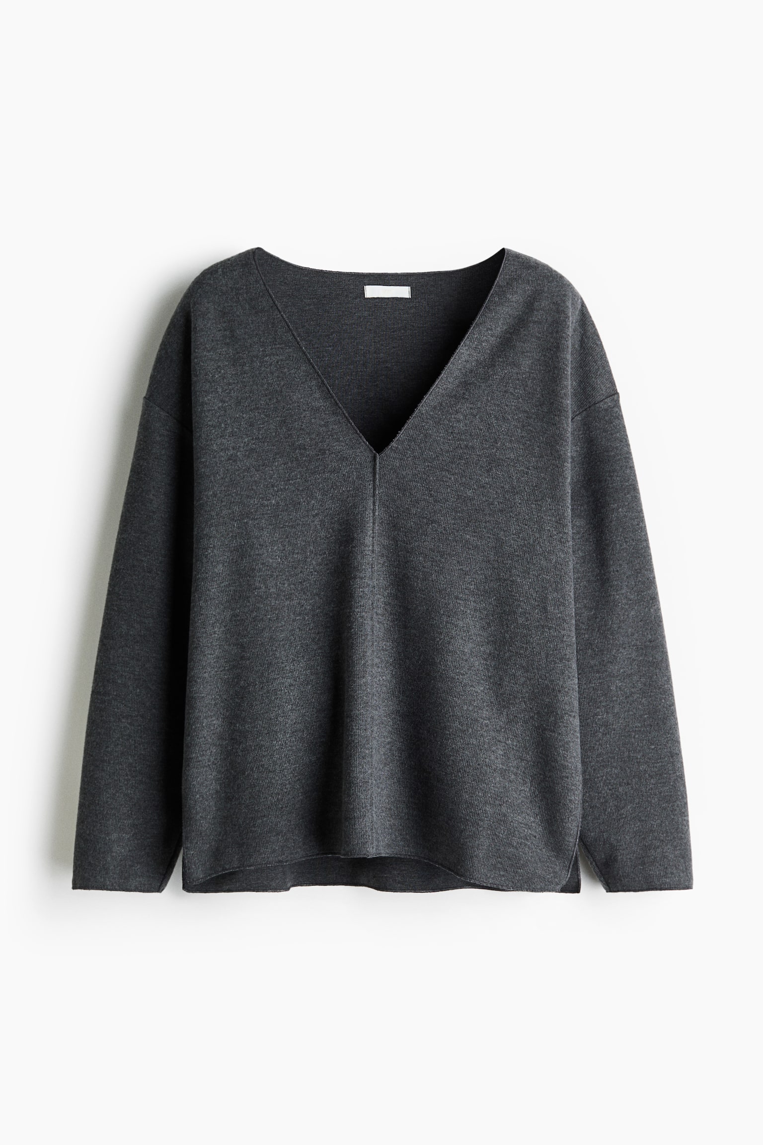 Top z dzianiny w prążki - Ciemnoszary melanż/Beige/Brown marl