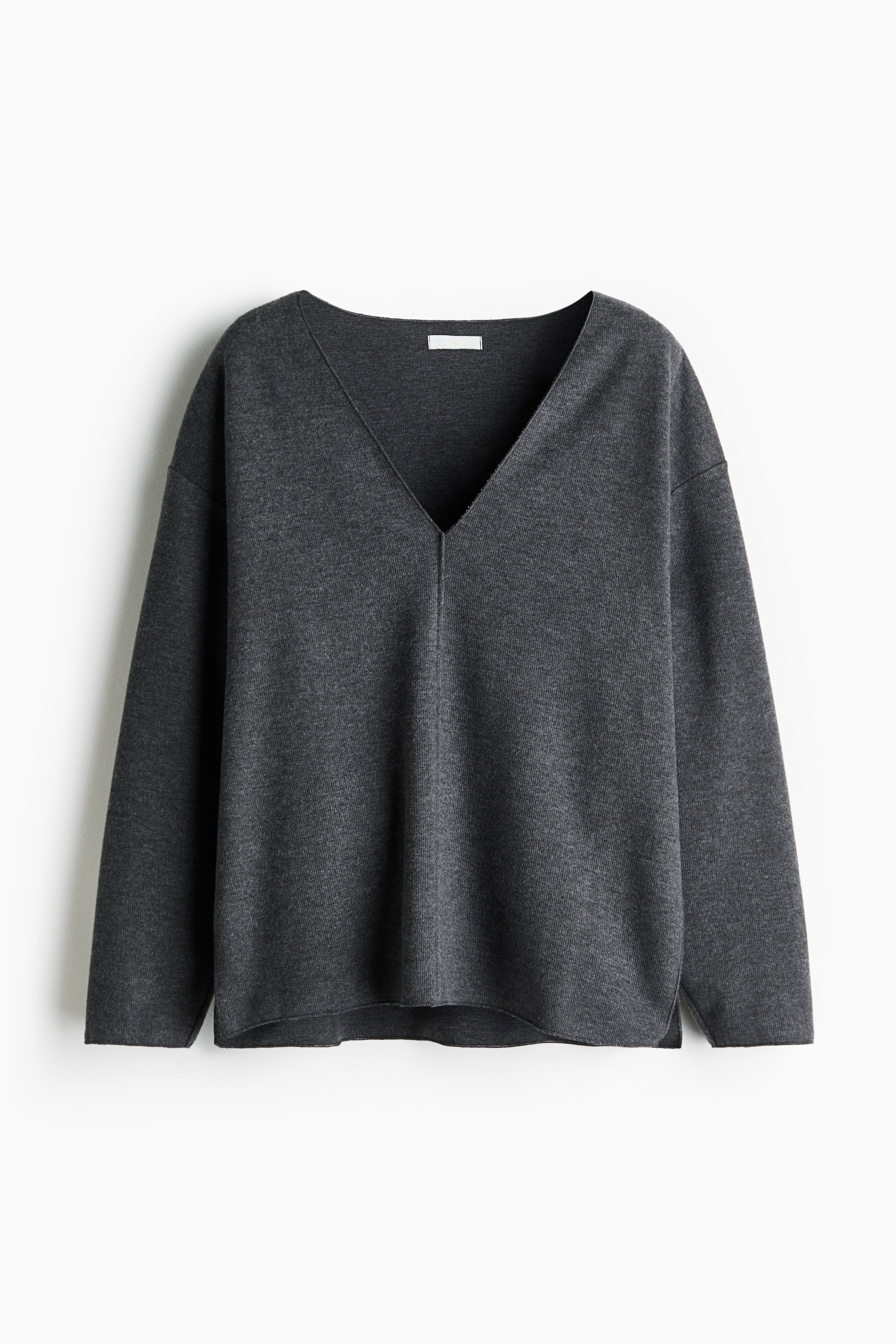 Zobacz większy obraz: Top z dzianiny w prążki - Ciemnoszary melanż - ONA | H&M PL 1