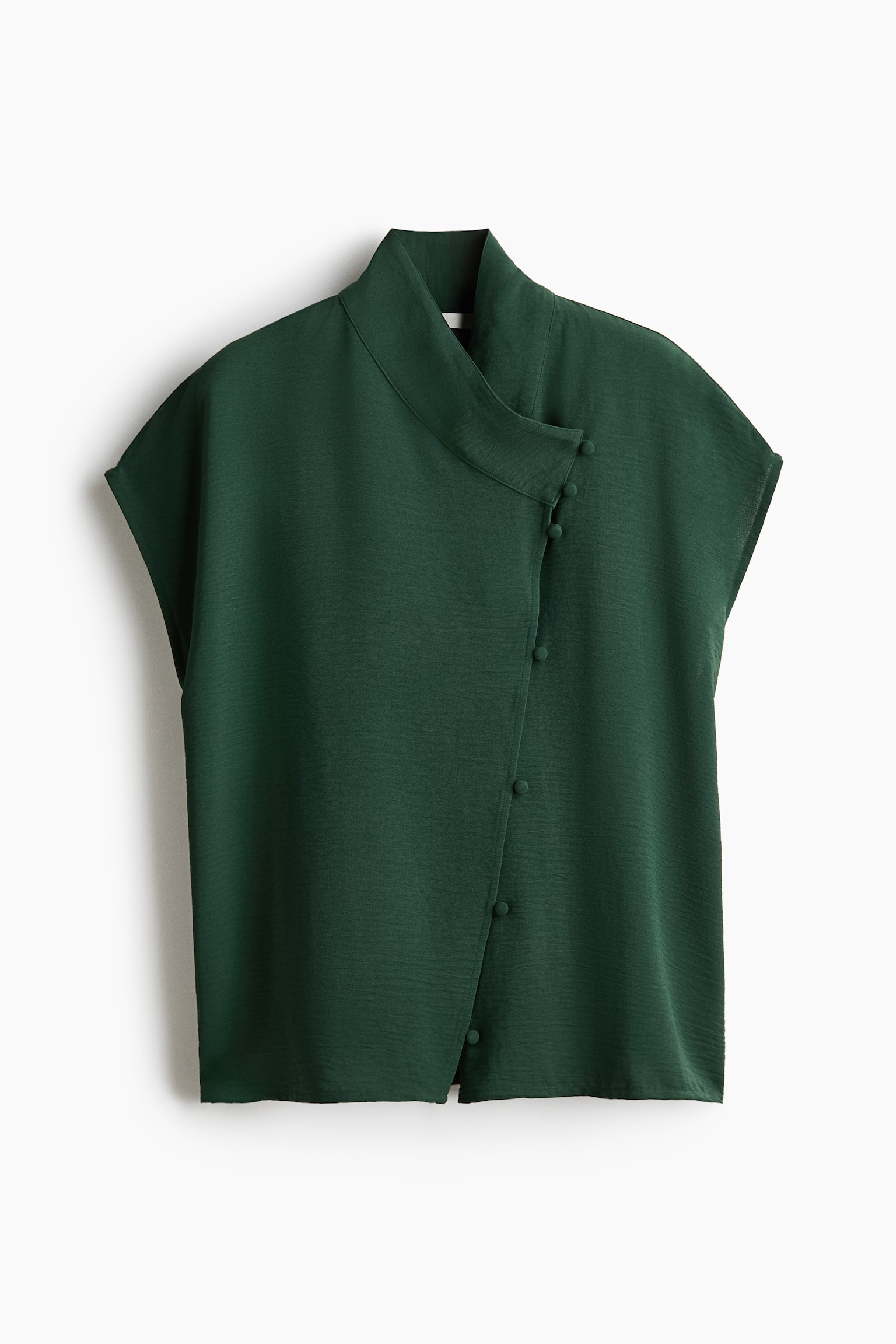 Женский топ H&M Button-Detail Top, цвет: Тёмный зелёный — фото 1