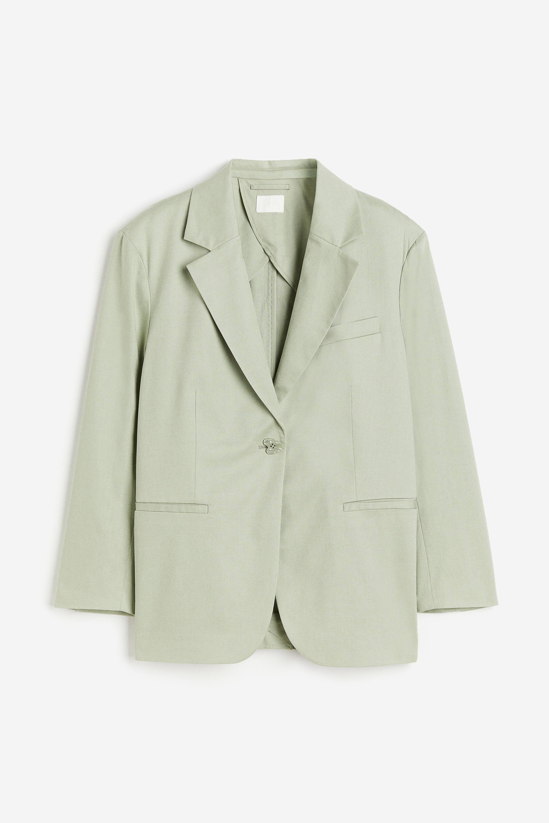 リネンブレンドブレザー - ライトグリーン - レディース | H&M JP 