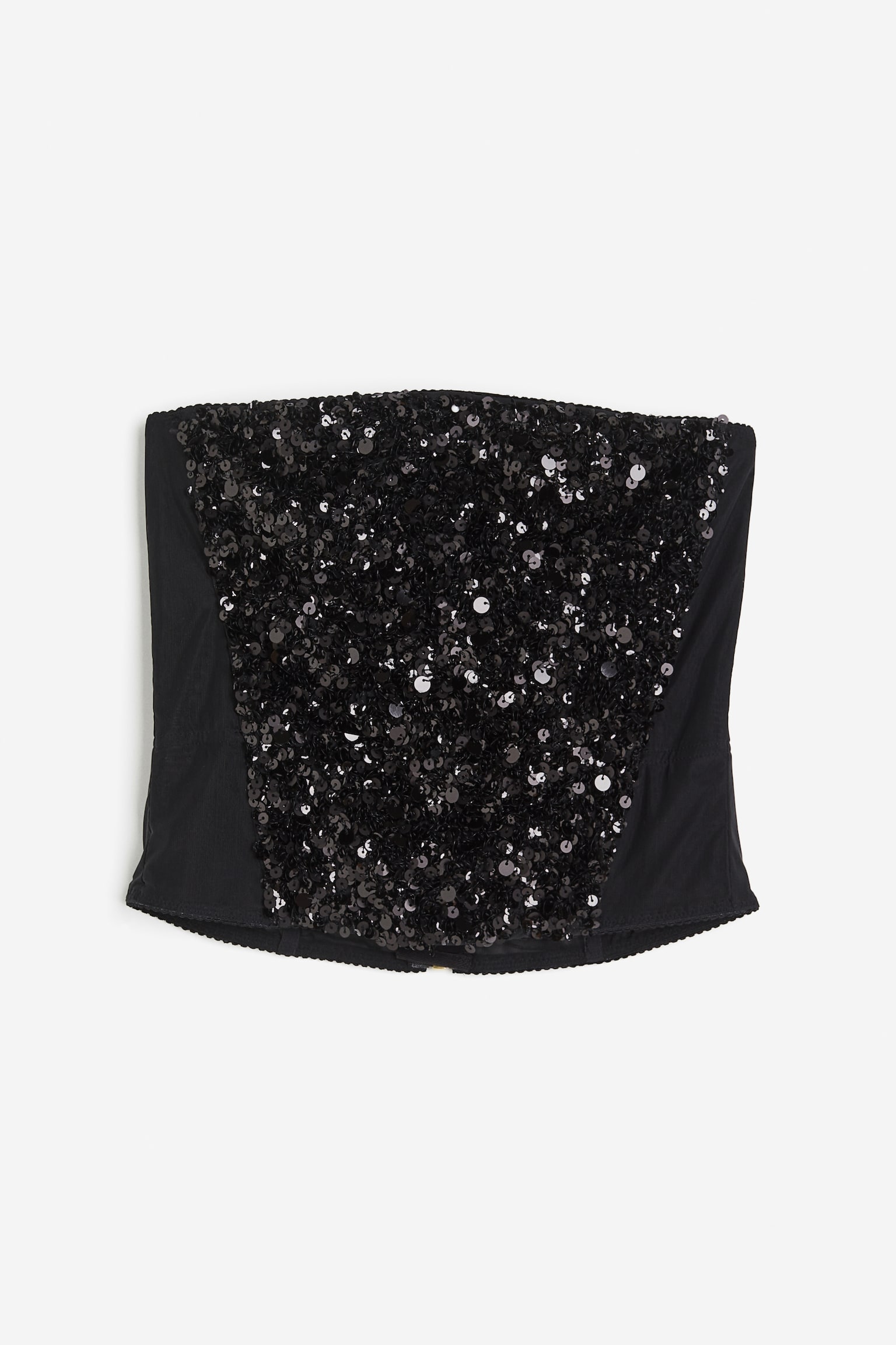 Sequin Bustier Top - Black - 1