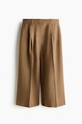 Women's Beige Dressy Linen-Blend Culottes