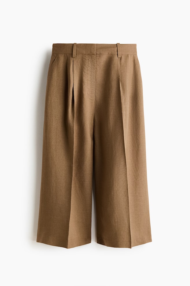 Tailored linen-blend culottes - Beige - 1