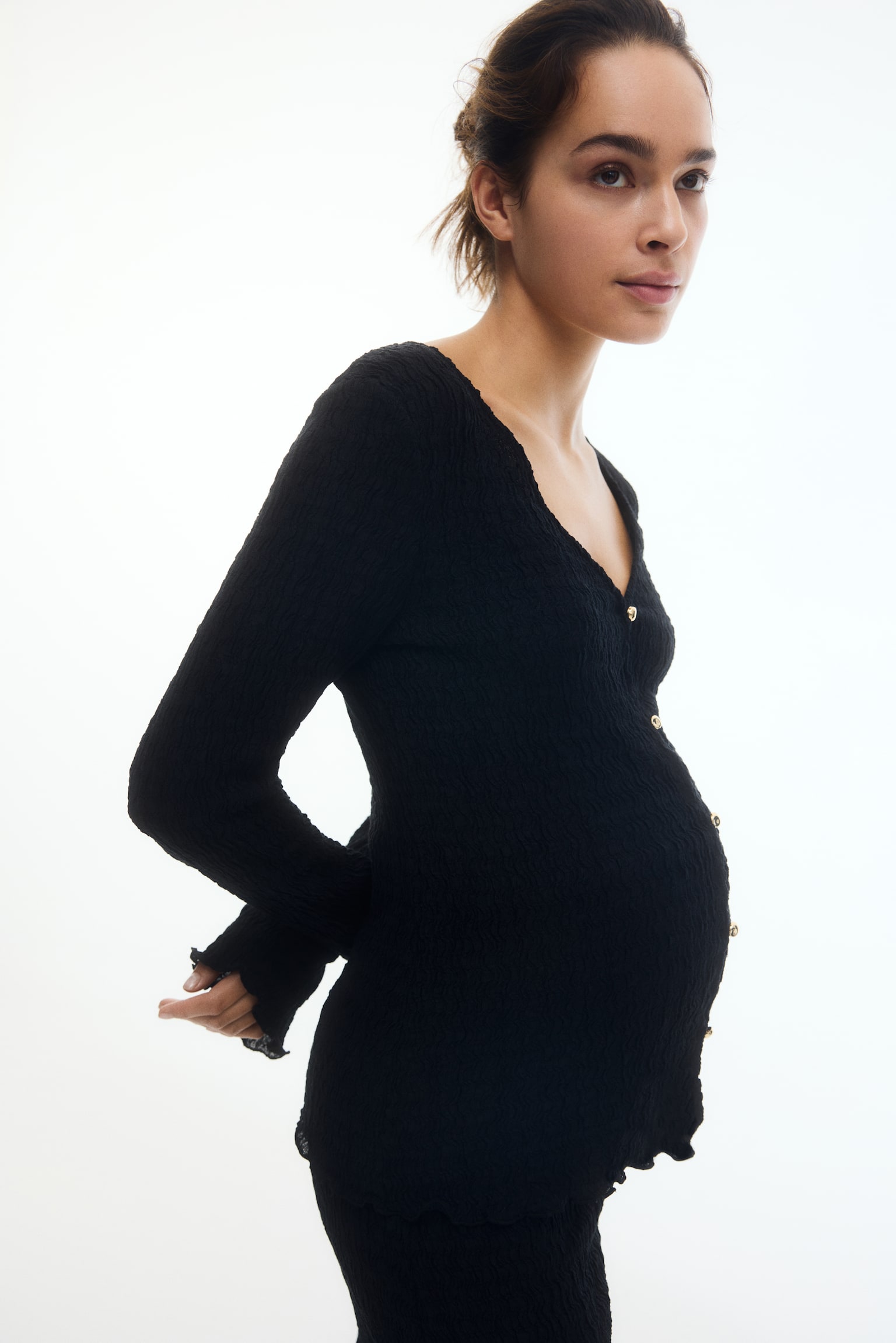 MAMA סט 2 חלקים מג'רזי עם טקסטורה - שחור - 6