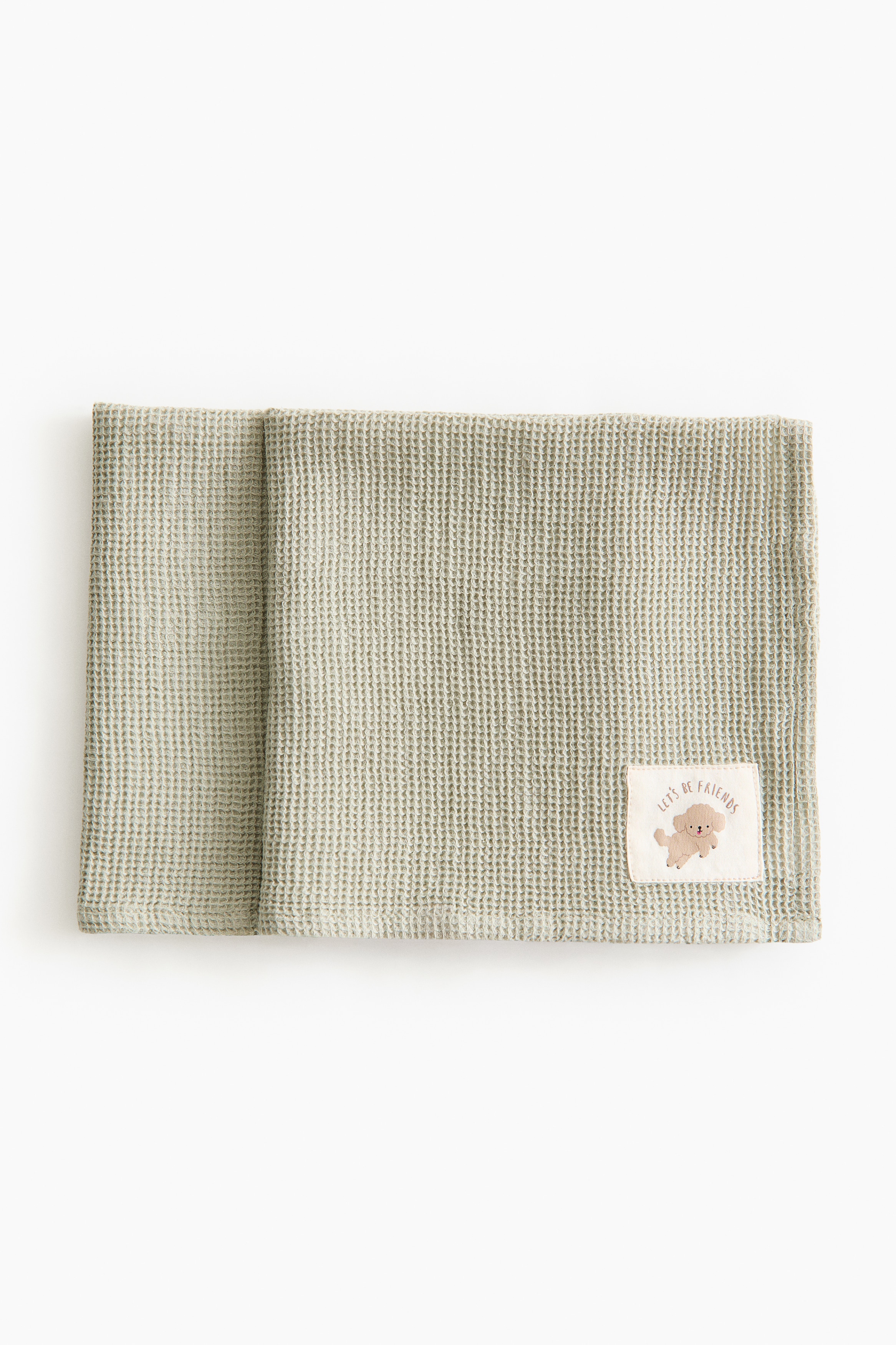 Bavlněná plenka s vaflovou texturou 2 kusy - Kouřově zelená/Béžová