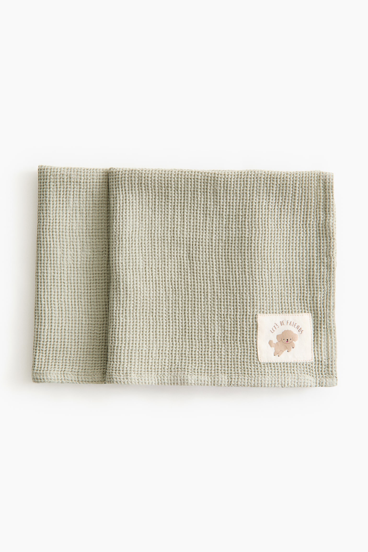 Lot de 2 carré en coton gaufré - Vert ancien/Beige - 2