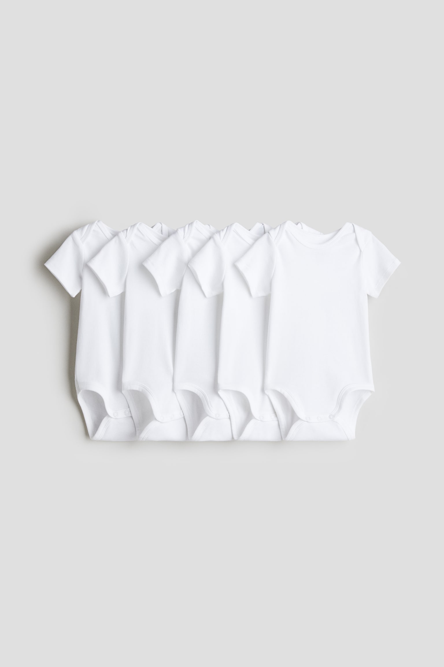 5-pack Cotton Bodysuits - White/Dark grey/Light grey marle/Dark beige/Light beige/Light pink/Light grey marle/Blue/White/Green/Light green/Blue/White/Light green/Light blue - 3