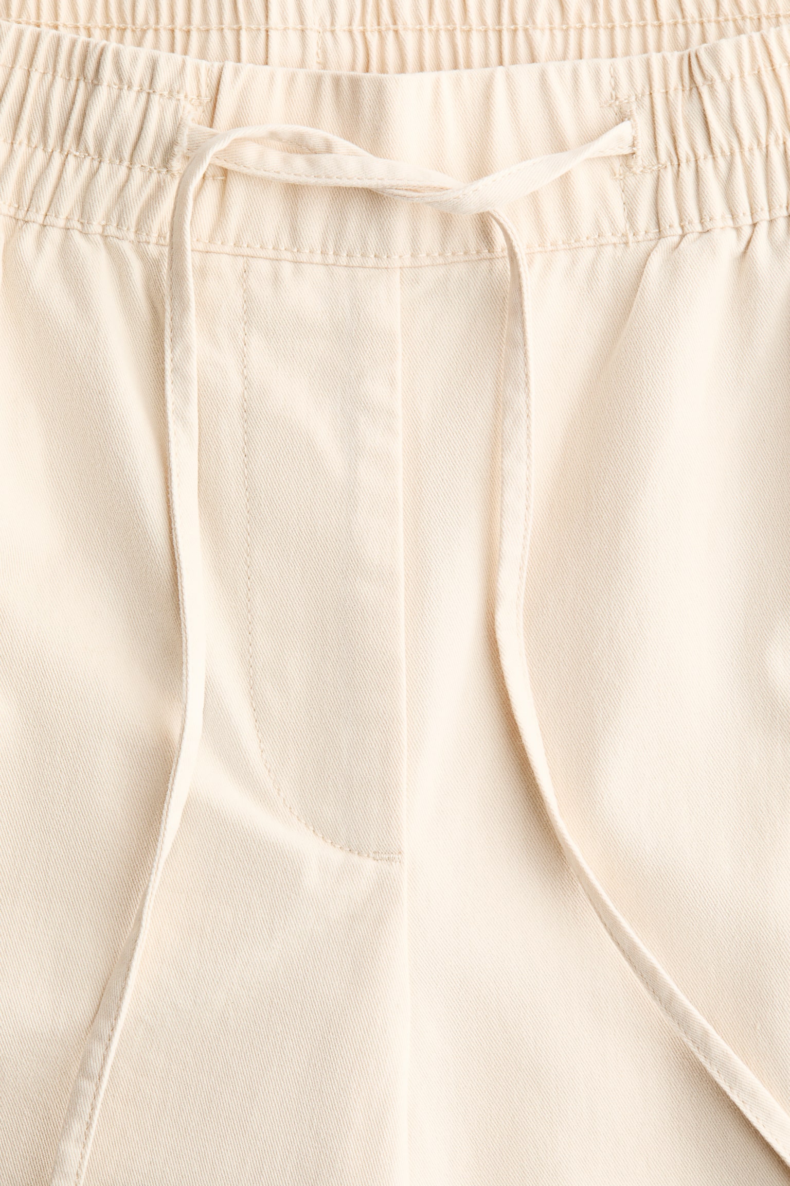 Cotton Drawstring Pants - Light beige/Dark brown/Khaki green - 2