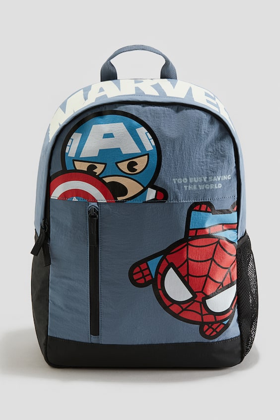 Dusty blue/Marvel Printed Backpack for kids | H&M US