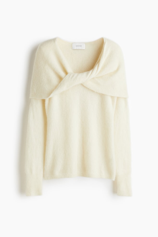Mohair-blend twist-detail top - Cream/Burgundy - 1