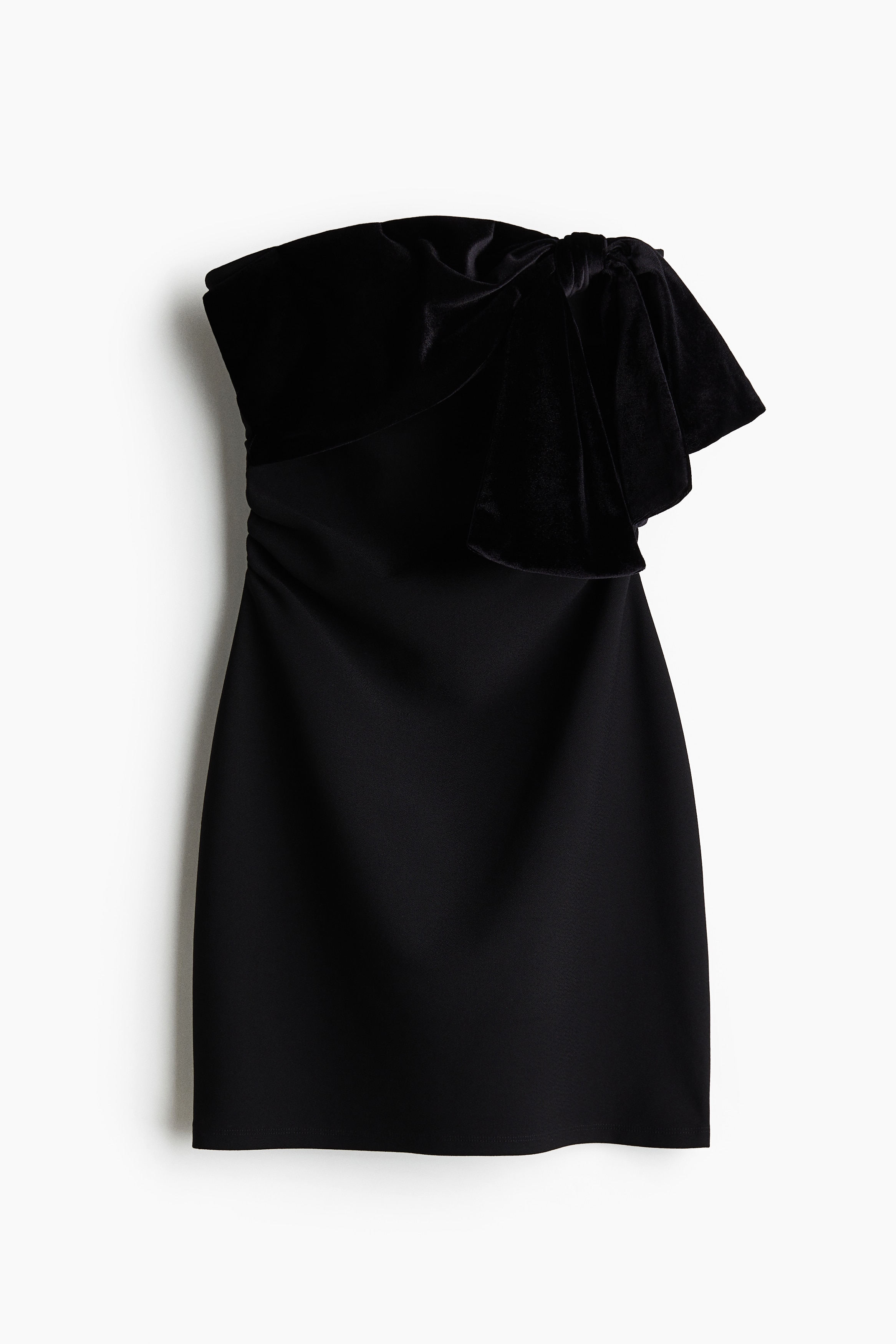 Rochie fără bretele cu fundă - Negru