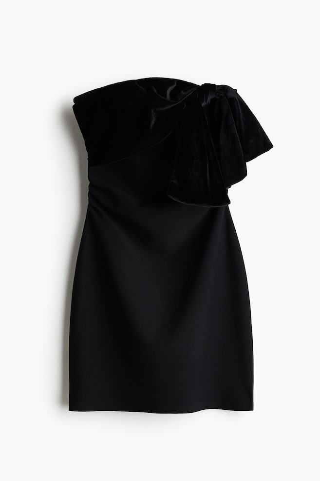 Vestido de tubo con lazo - Negro - 1