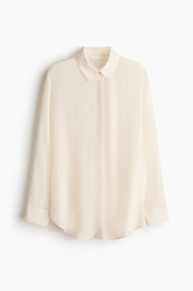 Viscose Shirt - Light beige/Dark brown - 1