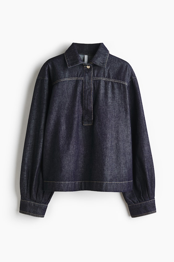 Женский свитер H&M Denim Pullover Shirt, цвет: Тёмный джинсовый синий