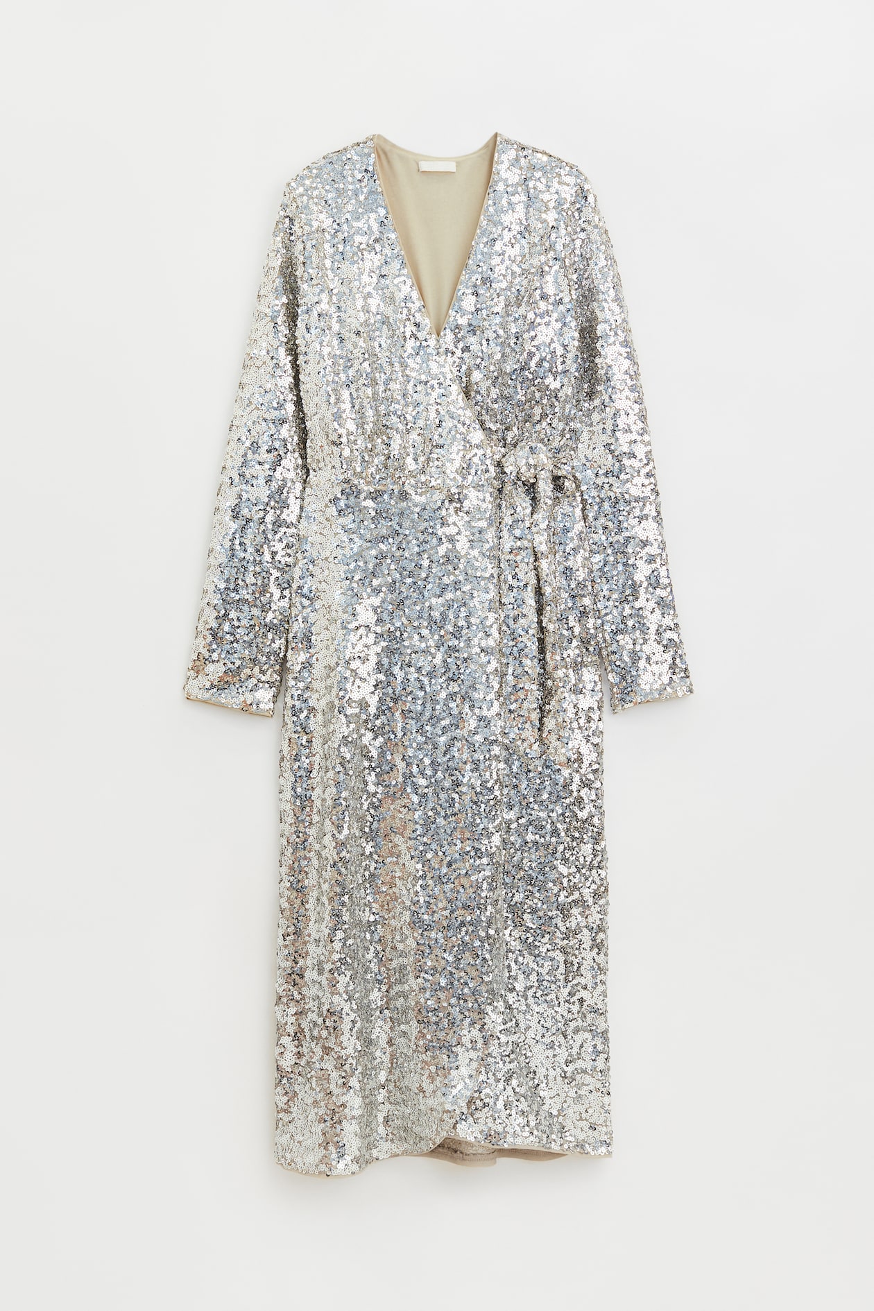 Sequined wrap dress Silver-coloured/Sequins Ladies H&M GB