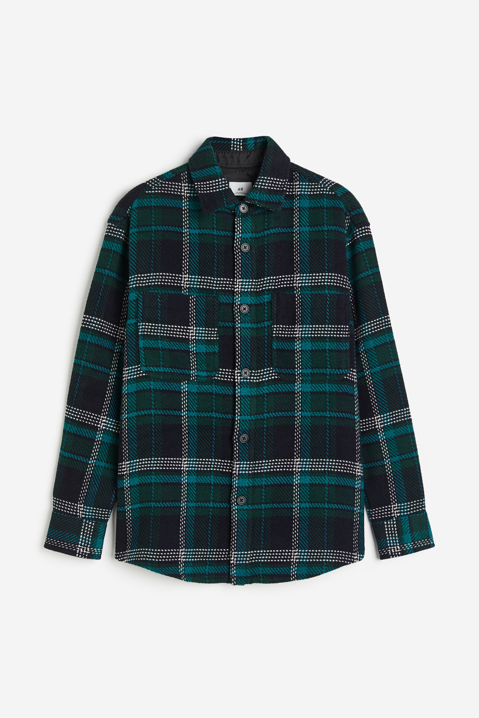 Relaxed Fit Overshirt - Dark turquoise/Check - 1