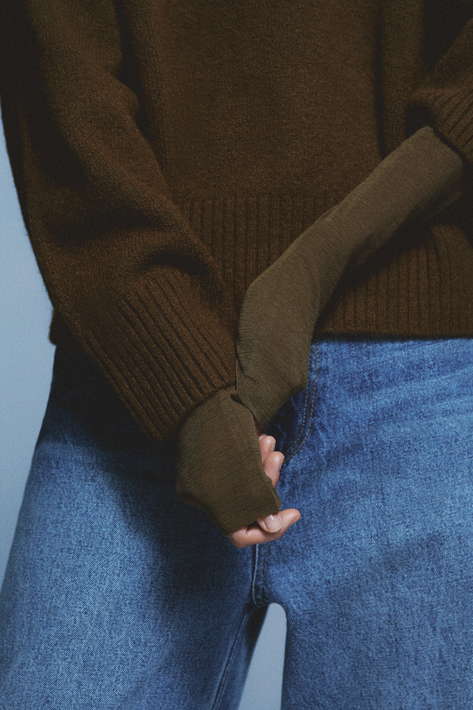 Oversized jumper - Dark brown/Dark grey marl/Cream/Red - 4