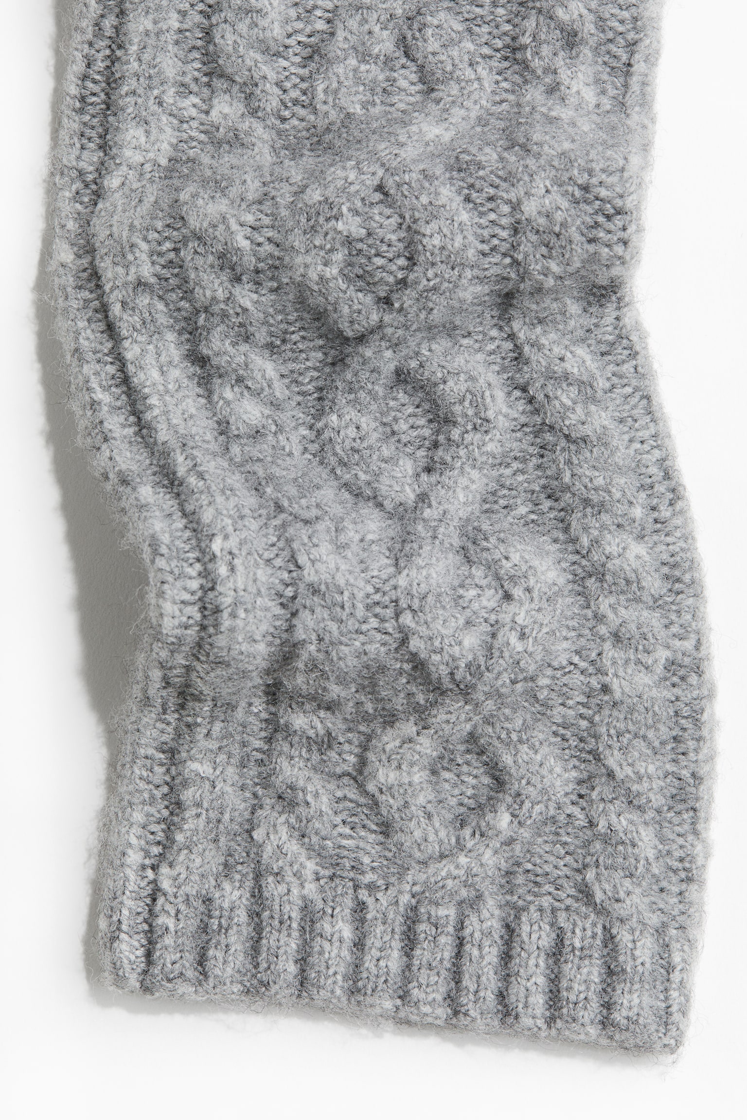 Cable-knit leg warmers - Light grey marl/Cream - 2