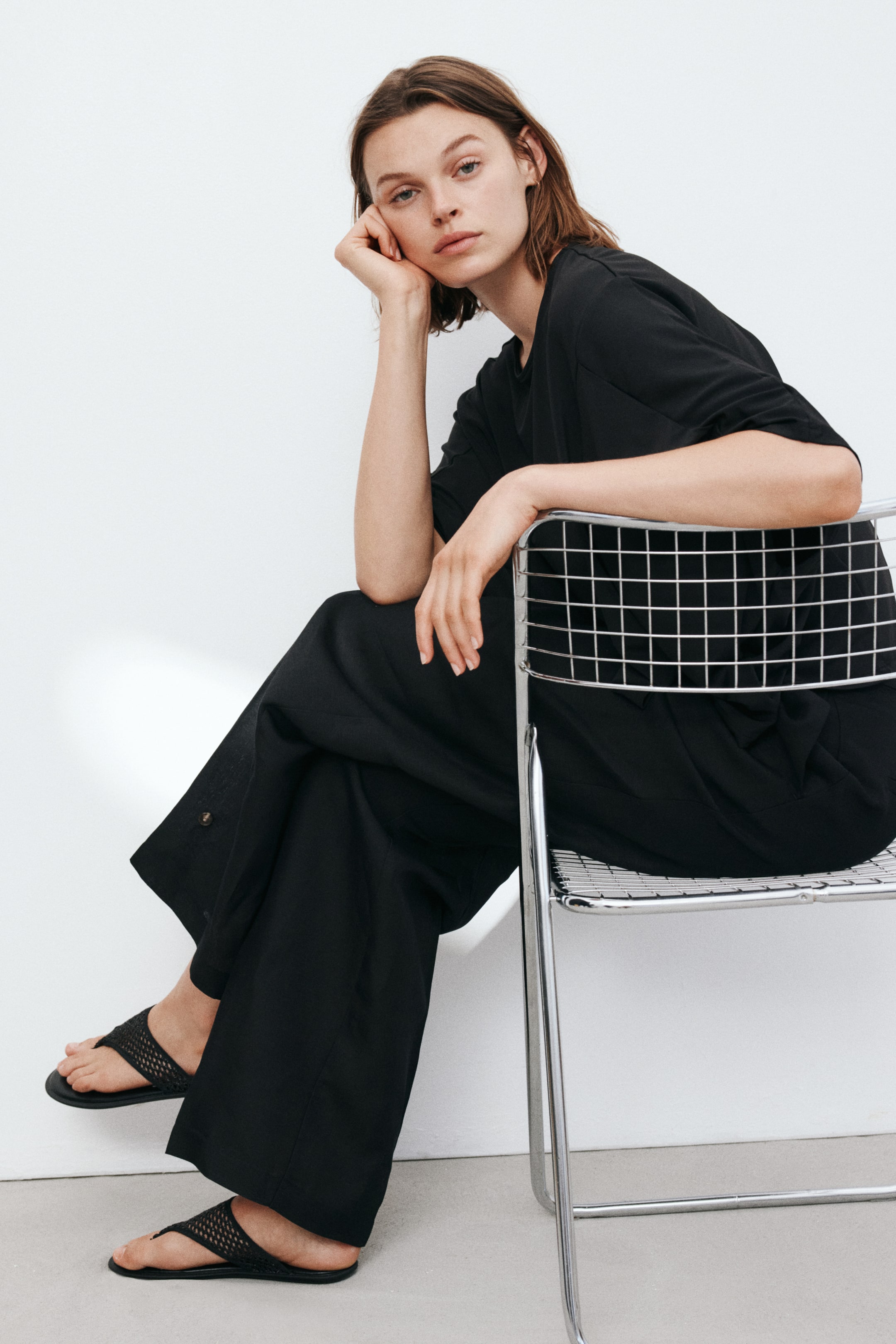 Linen-Blend Balloon-Leg Pants