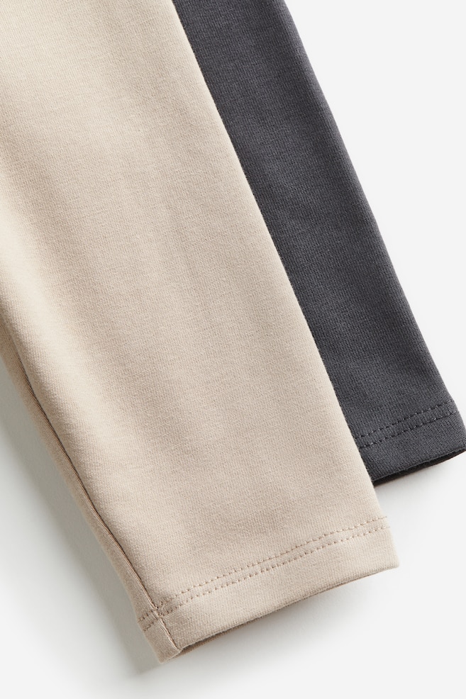 2-pack cotton leggings with brushed inside - Dark grey/Light beige/Light pink/Dark red/Light grey marl/Black - 2