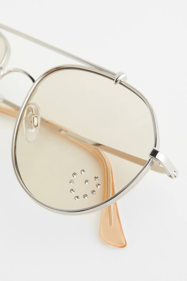 Aviator-style sunglasses - Silver-coloured/Beige - 3