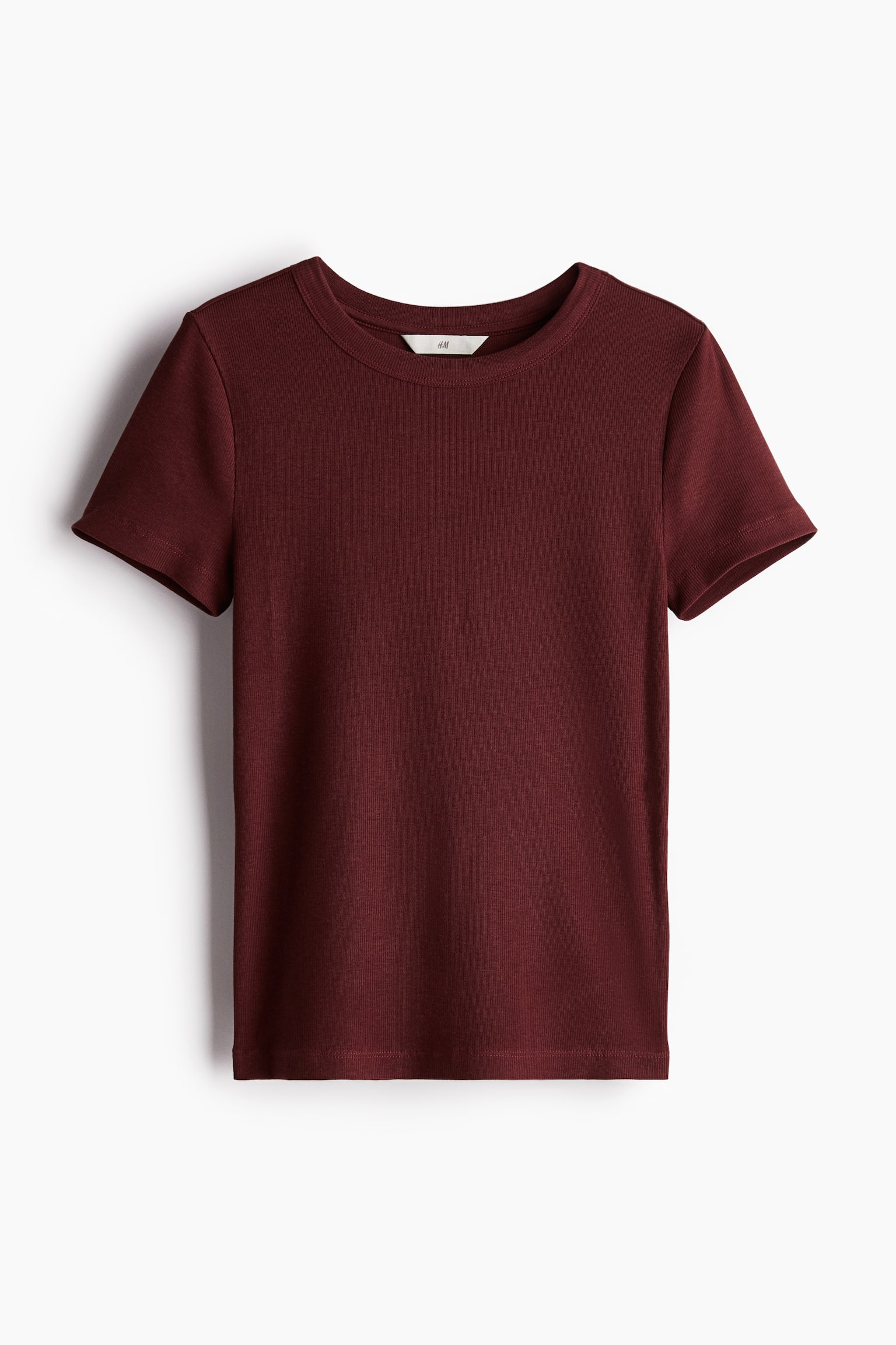 Ribbed modal-blend T-shirt - Burgundy/Black/Light khaki green/Light blue/Più Amore/Grey marl/Light beige marl/Greige/White/Light grey marl/Navy blue/Sage green/Dark beige marl - 2