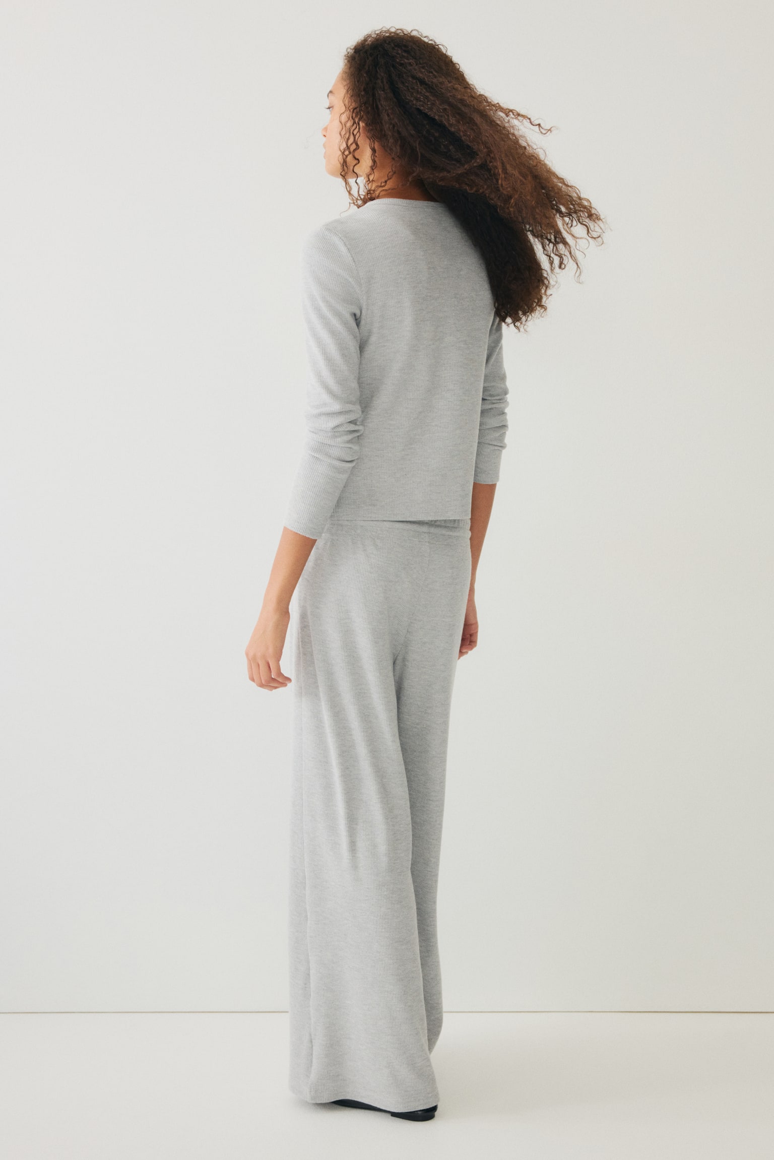 Waffled drawstring trousers - Grey/Light blue/Burgundy - 6