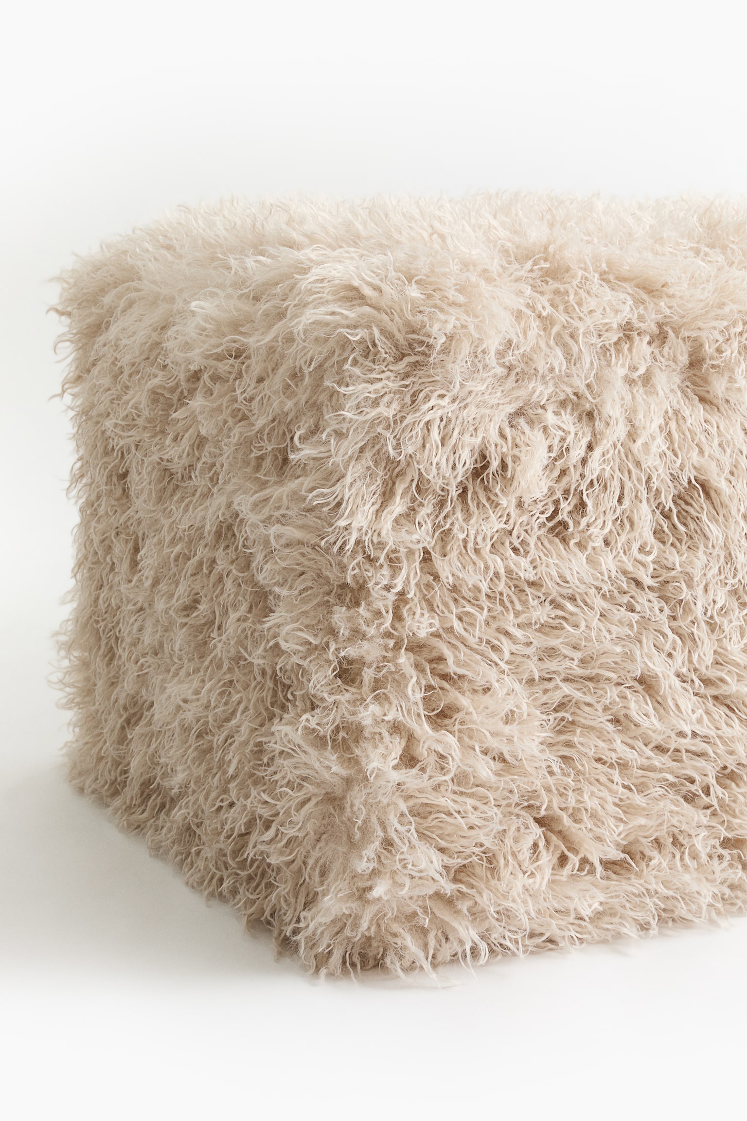 Fluffy pouf - Light beige - 2