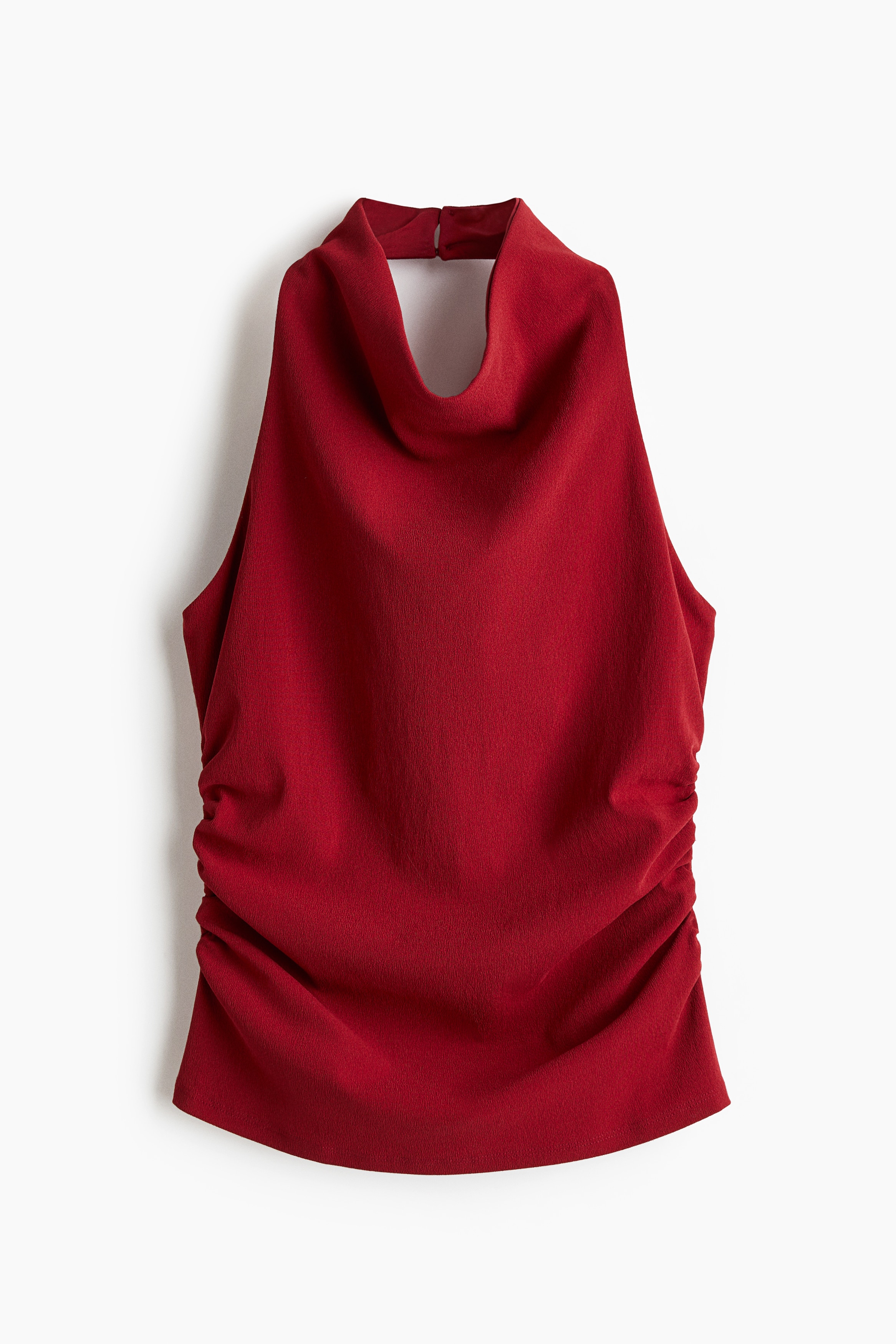 Top drapat cu bretea la gât - Roșu/Verde-închis