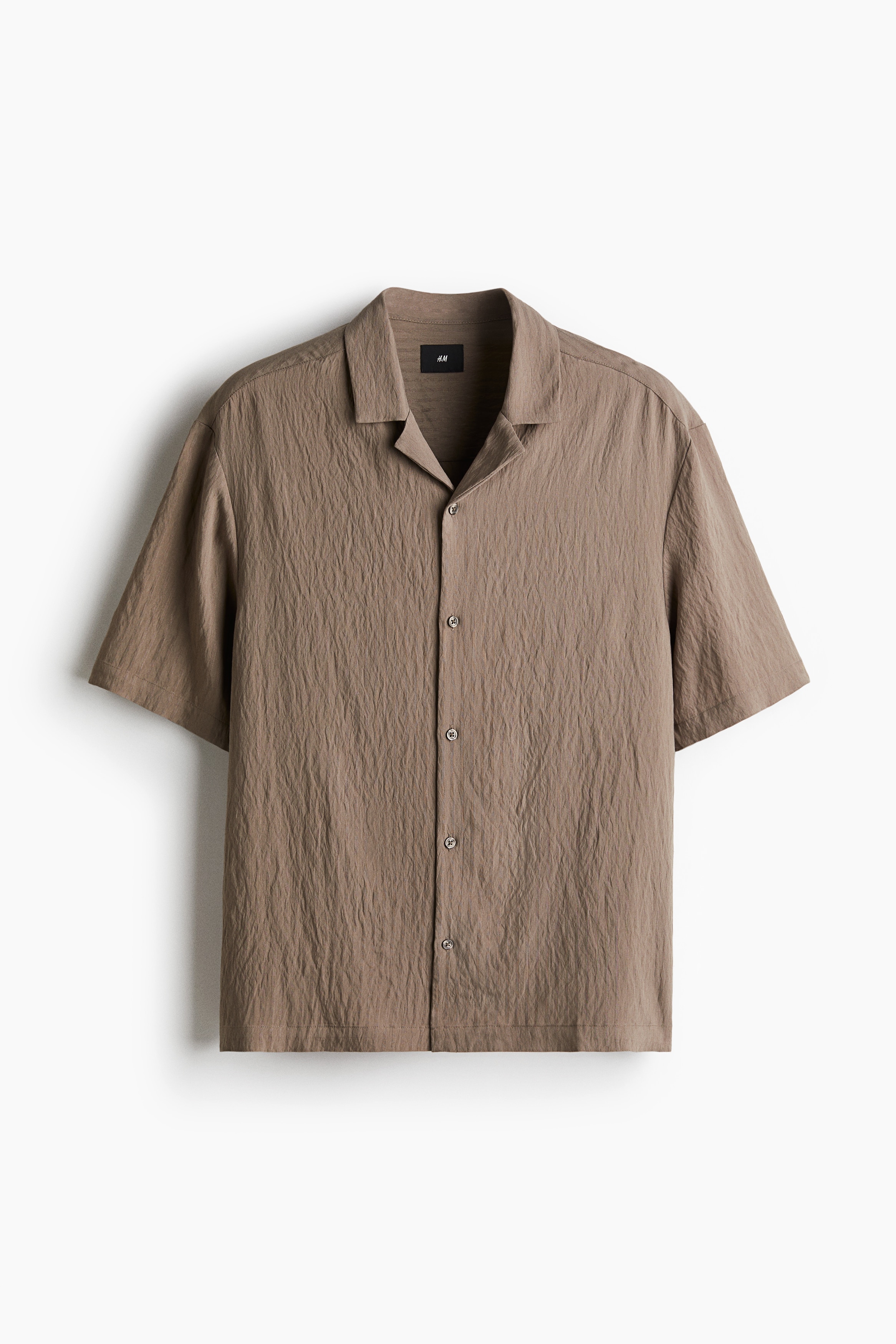 Camisa resort enrugada Loose Fit - Castanho pó/Preto/Verde escuro