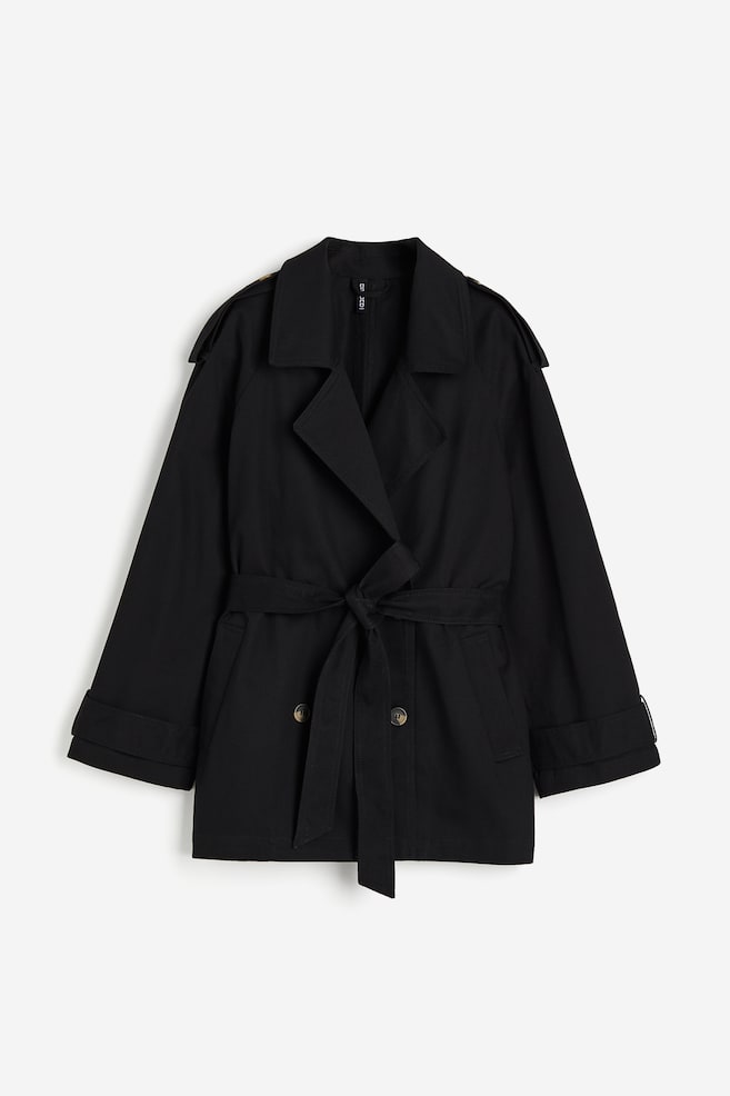 Short trench coat - Black/Beige - 2