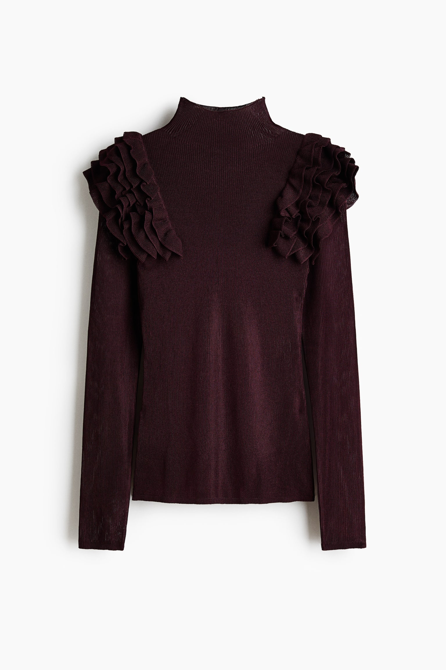 Bluza s polurol-kragnom i rišićima - Bordo - 1